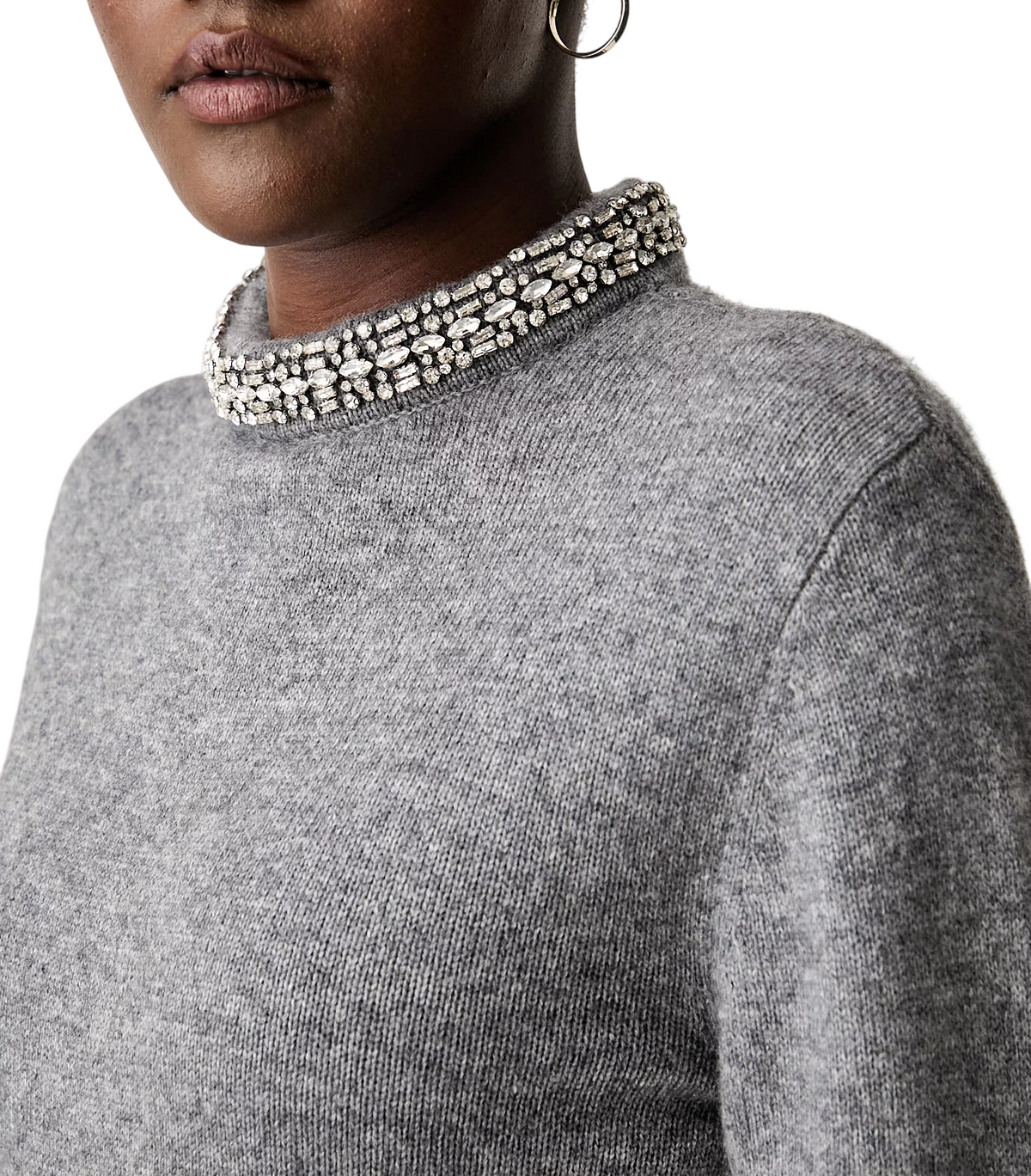 Pinko maglia Berlino misto lana e cashmere con applicazioni gioiello grigio 107274-A3GI II2 PINKO