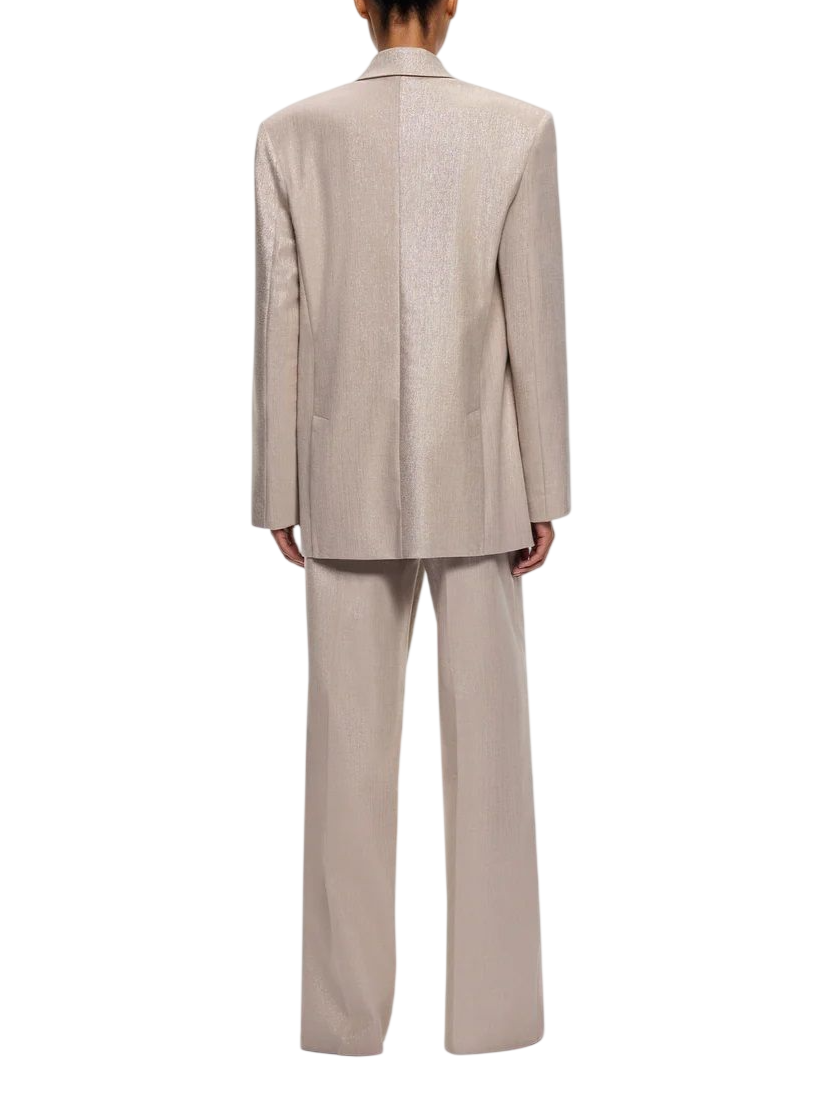 Pinko giacca blazer doppiopetto Caymanc in fresco lana laminato champagne 107421-A3G4 CH3 PINKO