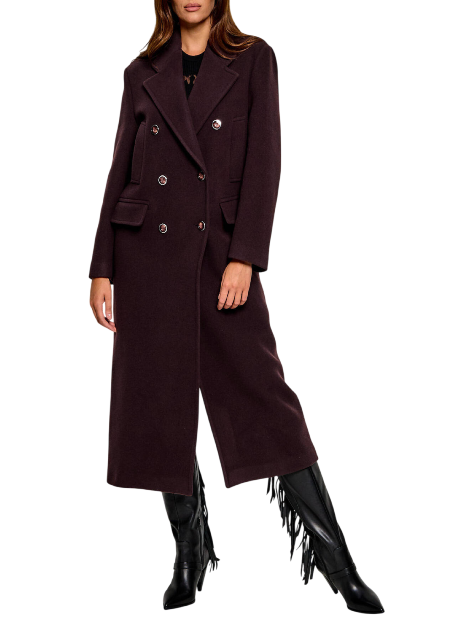 Pinko cappotto lungo Covent doppiopetto misto lana borgogna 107487-A3FG RR7 PINKO
