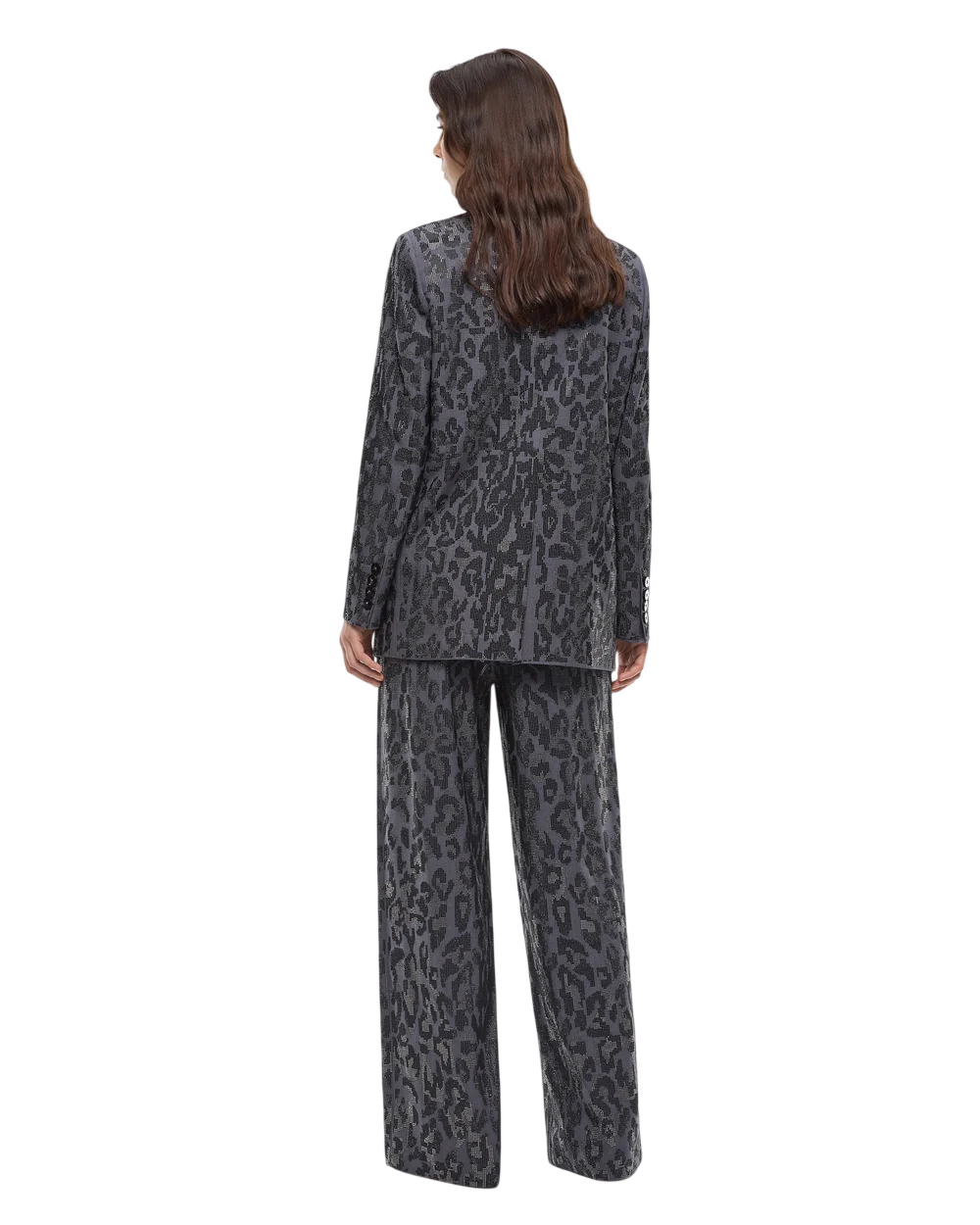 Pinko pantaloni palazzo Jeep maculati con strass grigio 107520-A3GO I90 PINKO