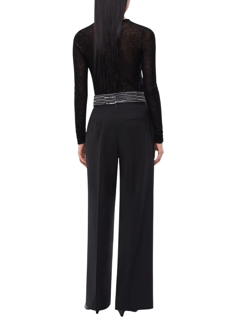 Pinko pantaloni palazzo Mercedes con applicazioni gioiello nero 107837-A3MJ Z99 PINKO