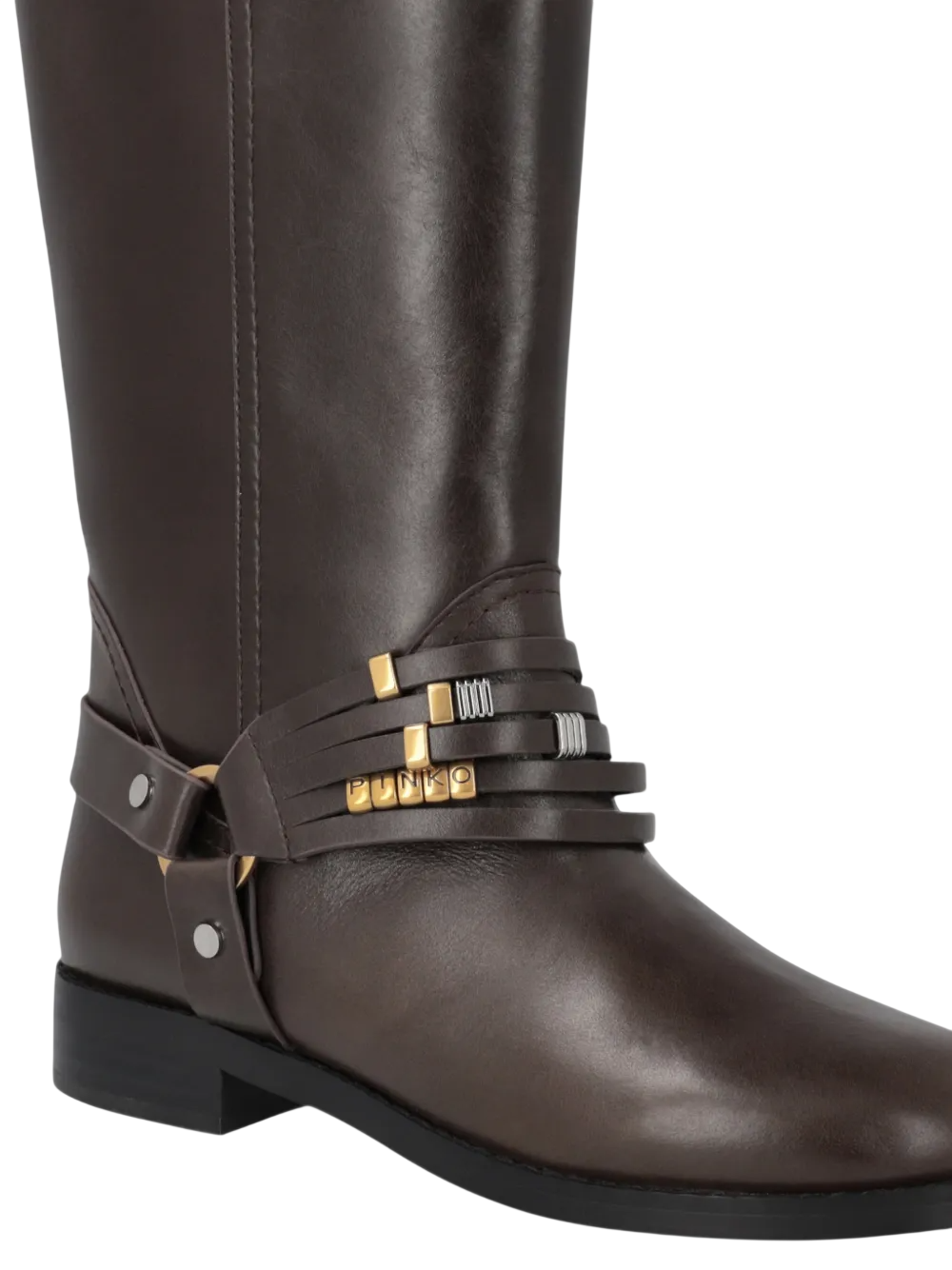 Pinko stivali donna in pelle Cheval con charms marrone SD0583P001 L72 PINKO