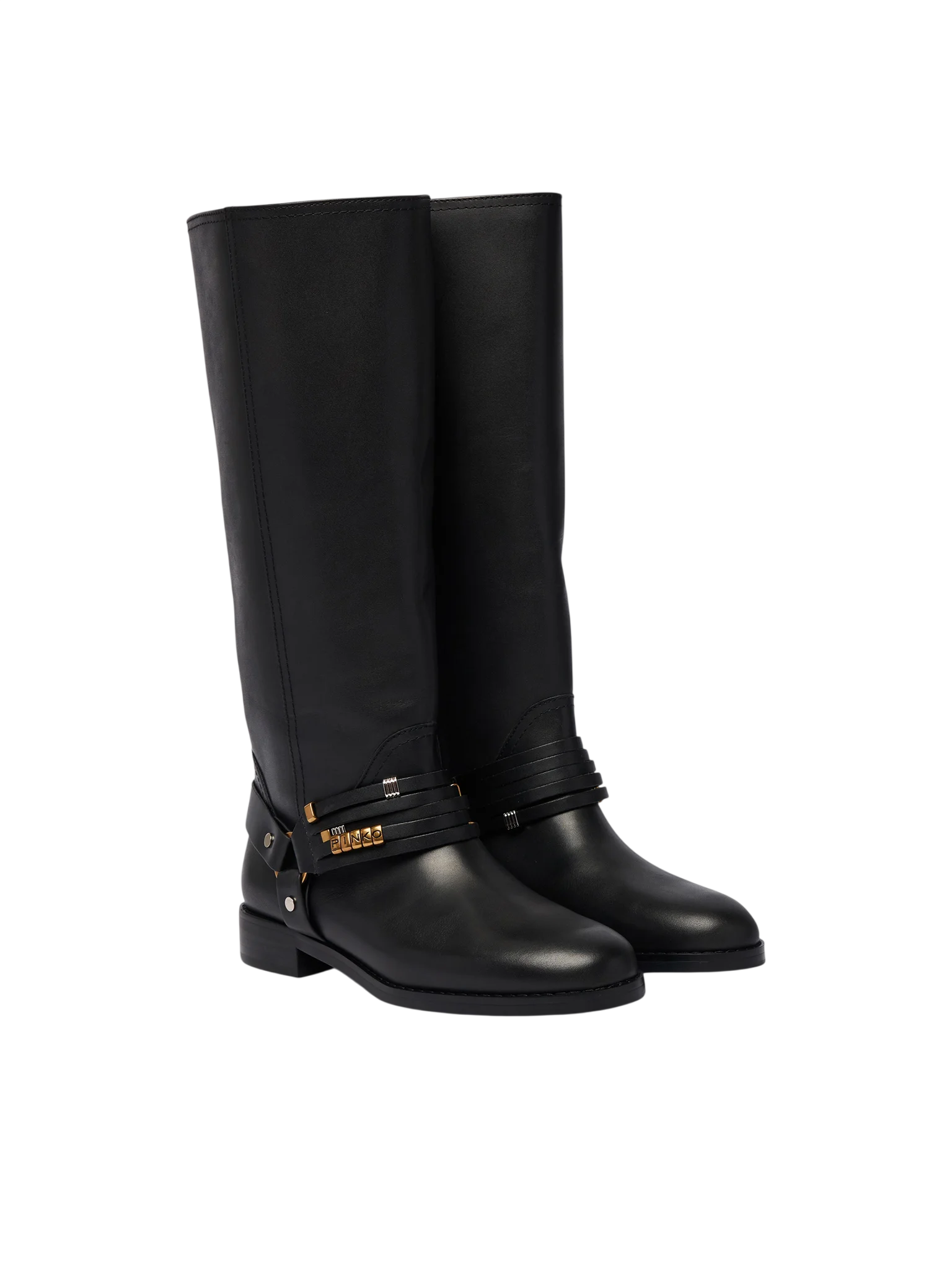 Pinko stivali donna in pelle Cheval con charms nero SD0583P001 Z99 PINKO