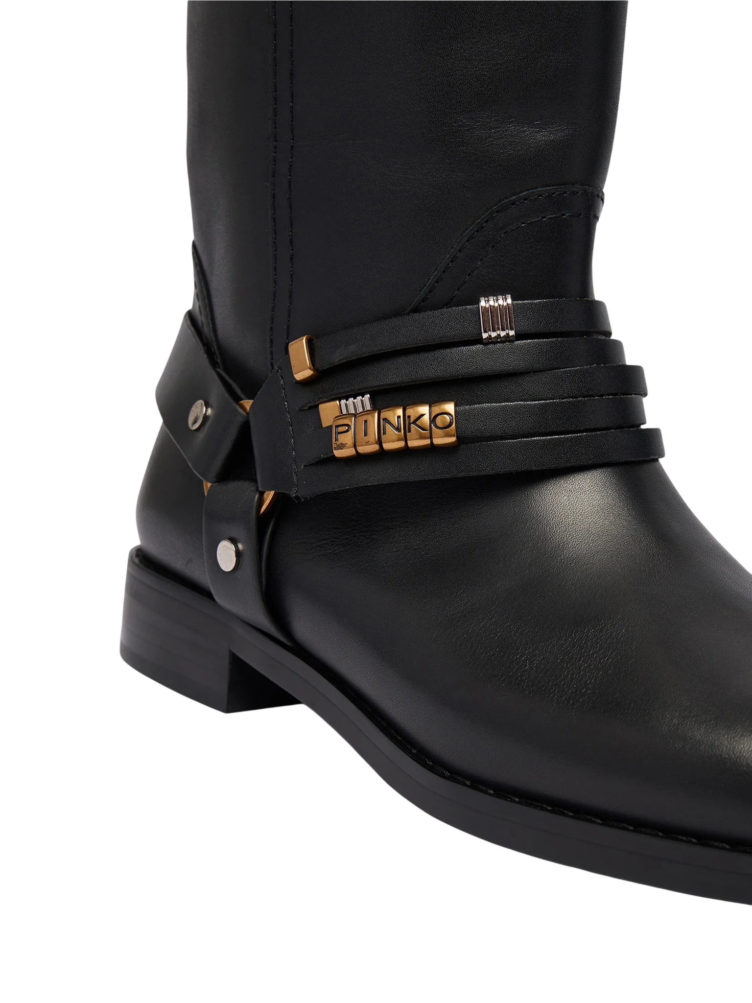 Pinko stivali donna in pelle Cheval con charms nero SD0583P001 Z99 PINKO