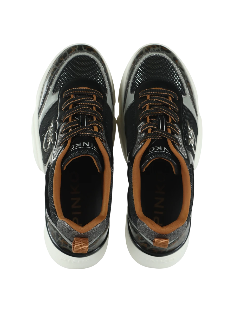 Pinko sneakers donna Alba in tessuto e pelle glitter nero SS0211P181 Z99 PINKO