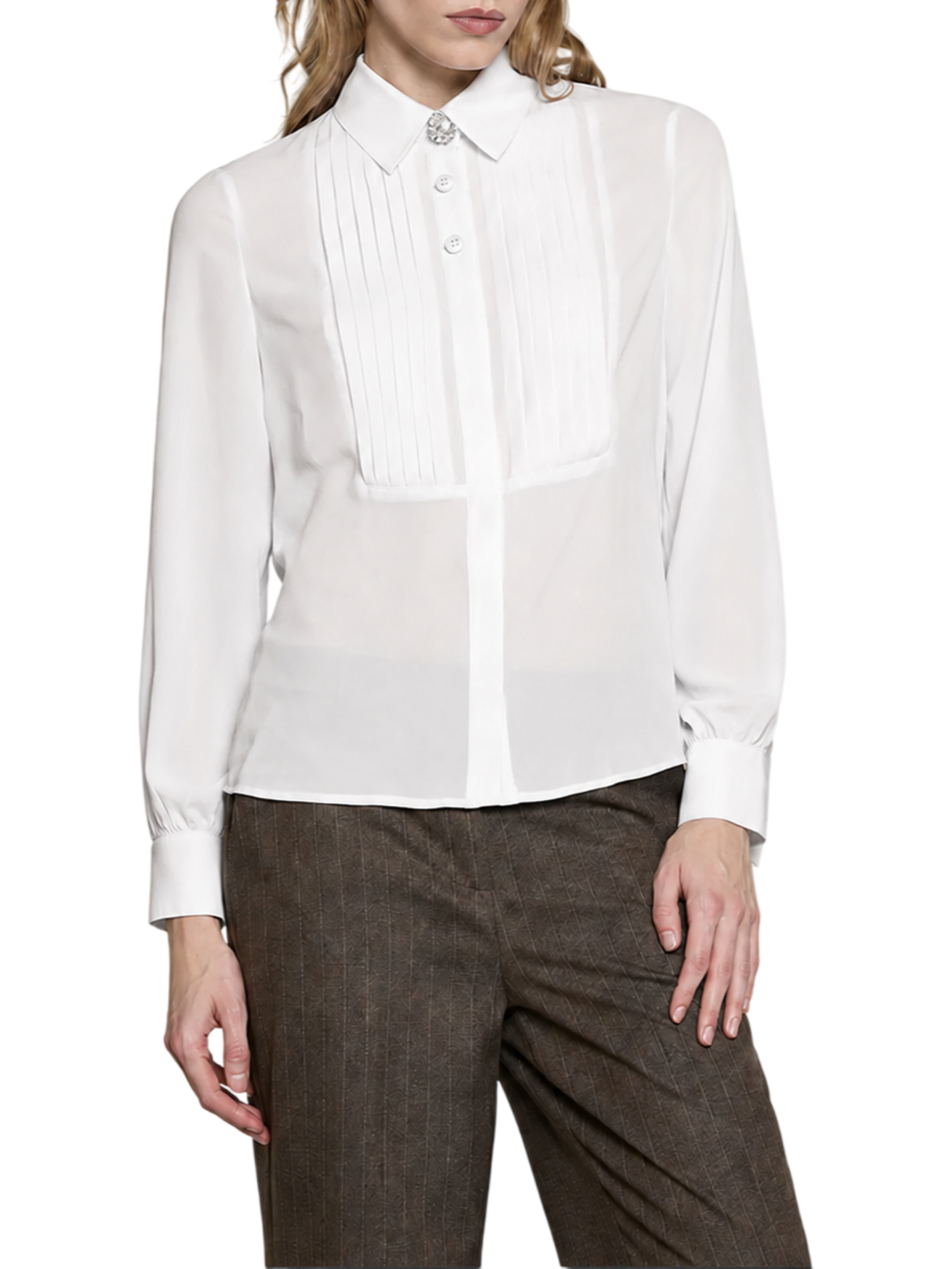 Relish camicia donna Barela con dettaglio plissè bianco latte BARELA 1101 RELISH