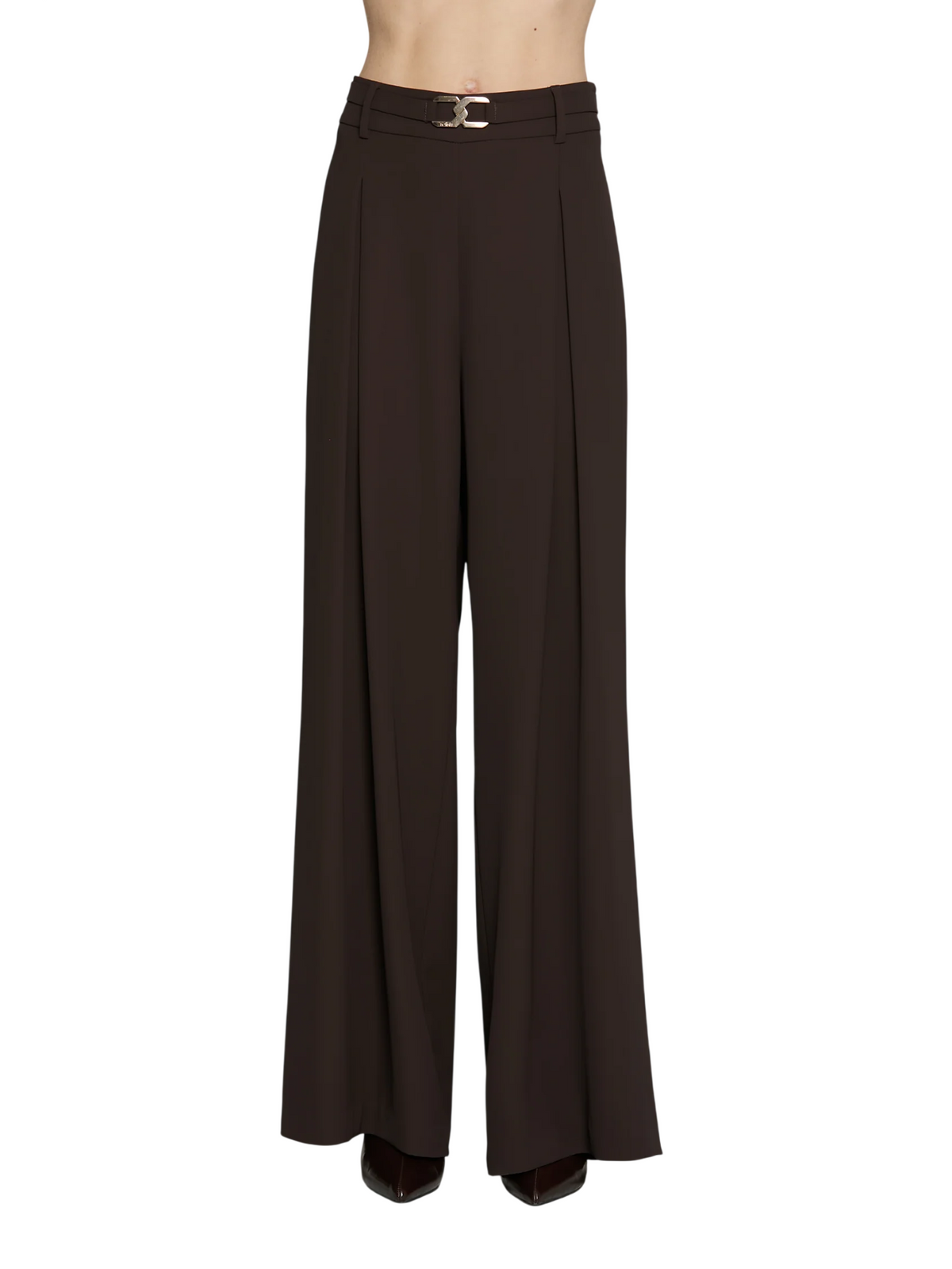 Relish pantaloni palazzo Rojem con pinces e cintura marrone ROJEM 2961 RELISH