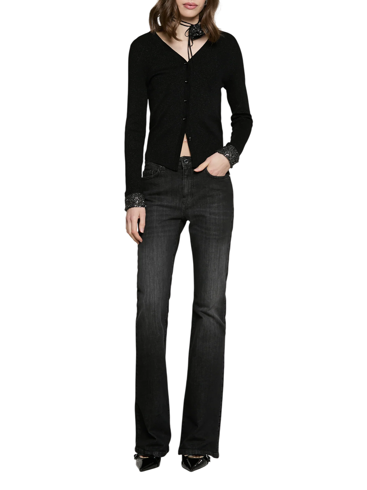 Relish cardigan donna Bordo con collarino floreale nero SMOOTH 1199 RELISH