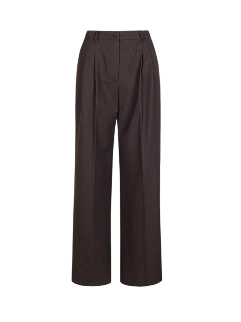 Sandro Ferrone pantaloni palazzo gessati Fenice donna marrone S25YBGFENICE CACAO Sandro FERRONE