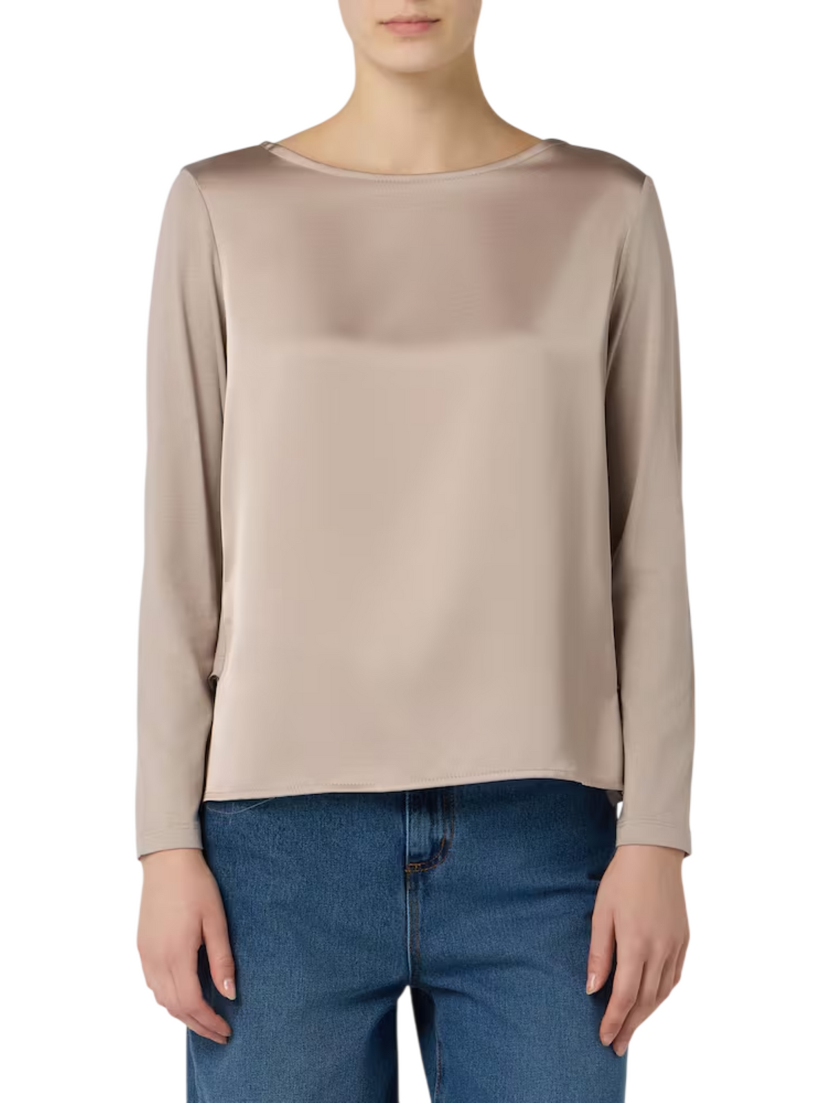 Sandro Ferrone blusa donna Minori bimateriale tortora S7YBGMINORI BEIGE Sandro FERRONE