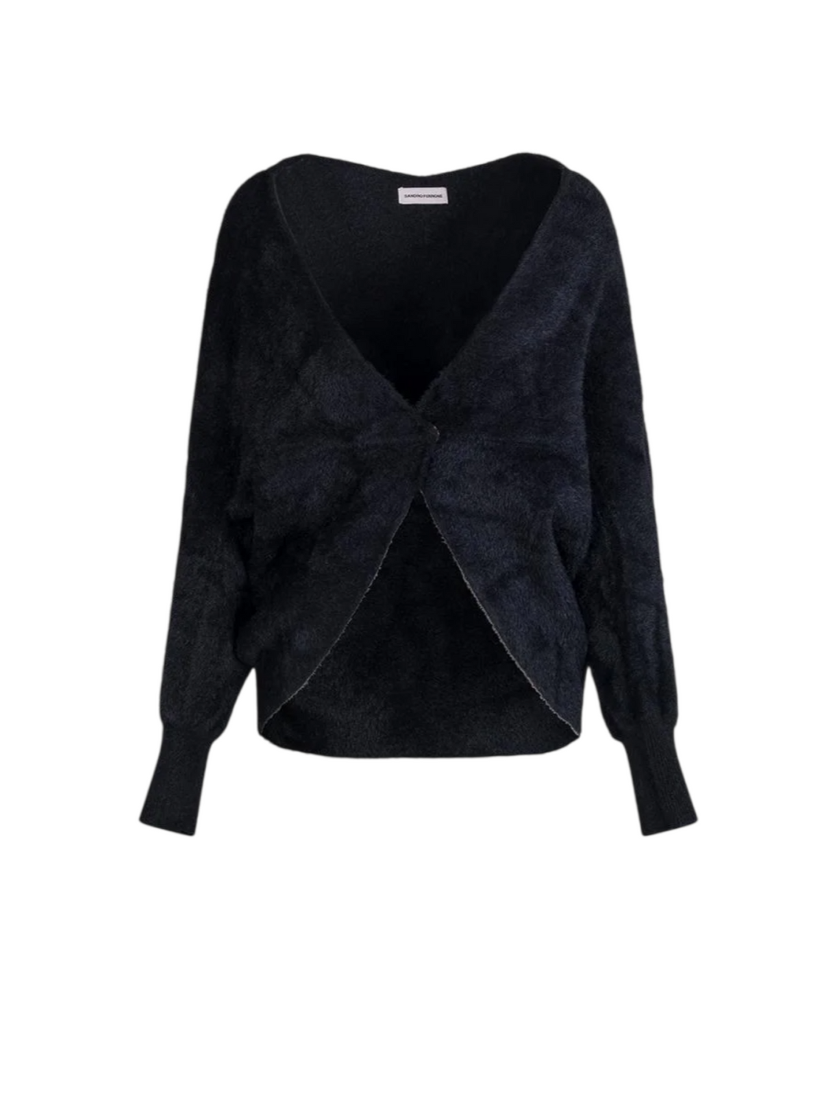 Sandro Ferrone cardigan asimmetrico donna in tessuto fluffy nero S87YBGGIANNI NERO Sandro FERRONE