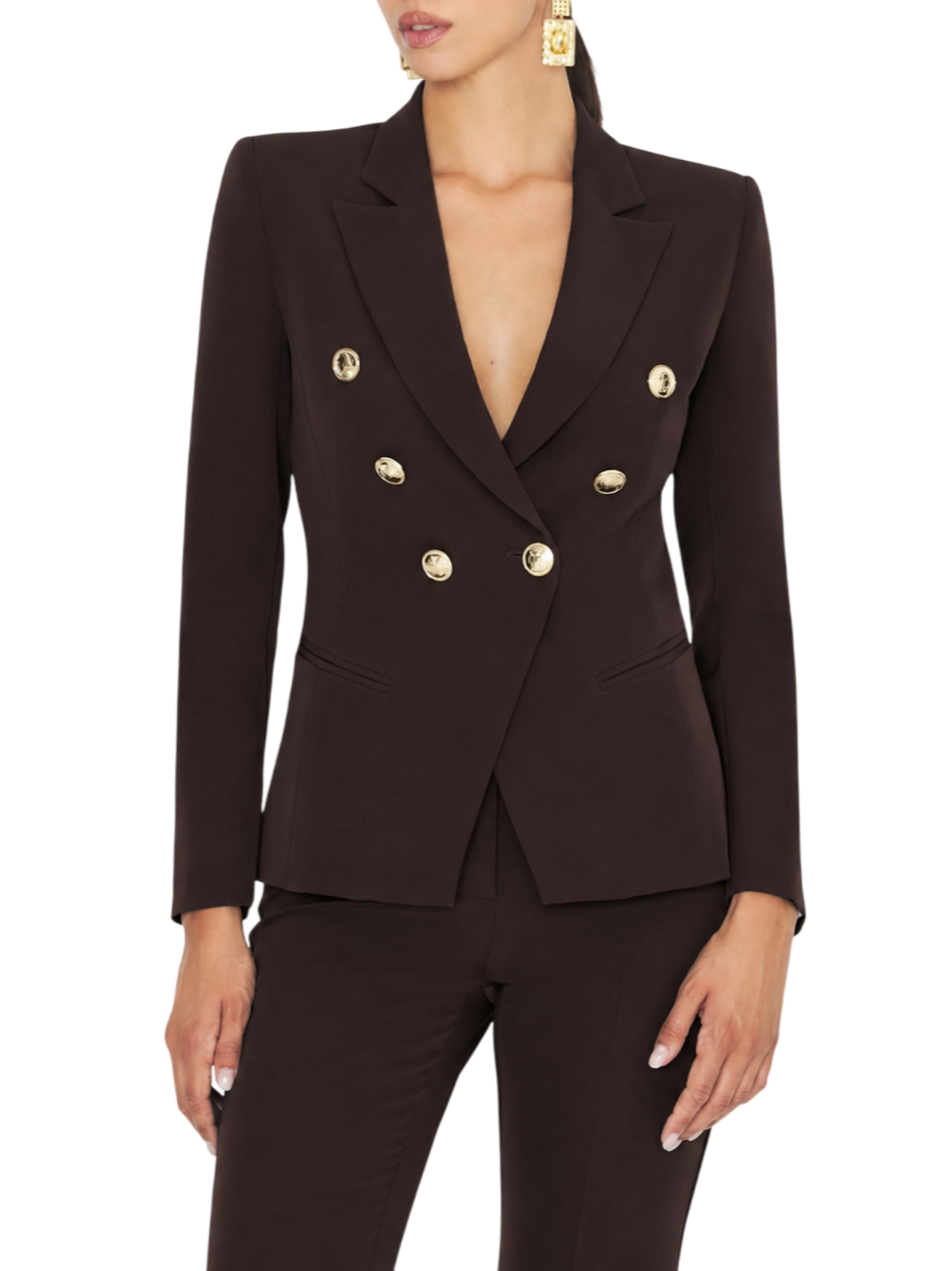 Silence giacca blazer donna doppiopetto Libra marrone NPR235AMBER DARK BROWN SILENCE