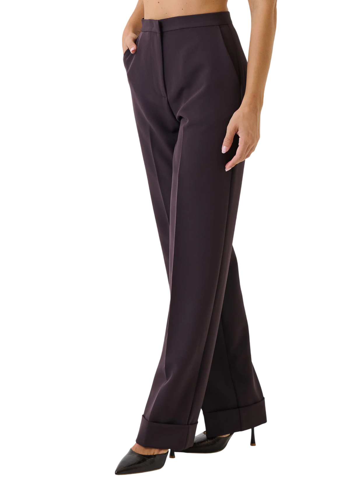 Silence pantaloni donna Phoenix gamba dritta con risvolto borgogna SLPA043 CHOCO WINE SILENCE