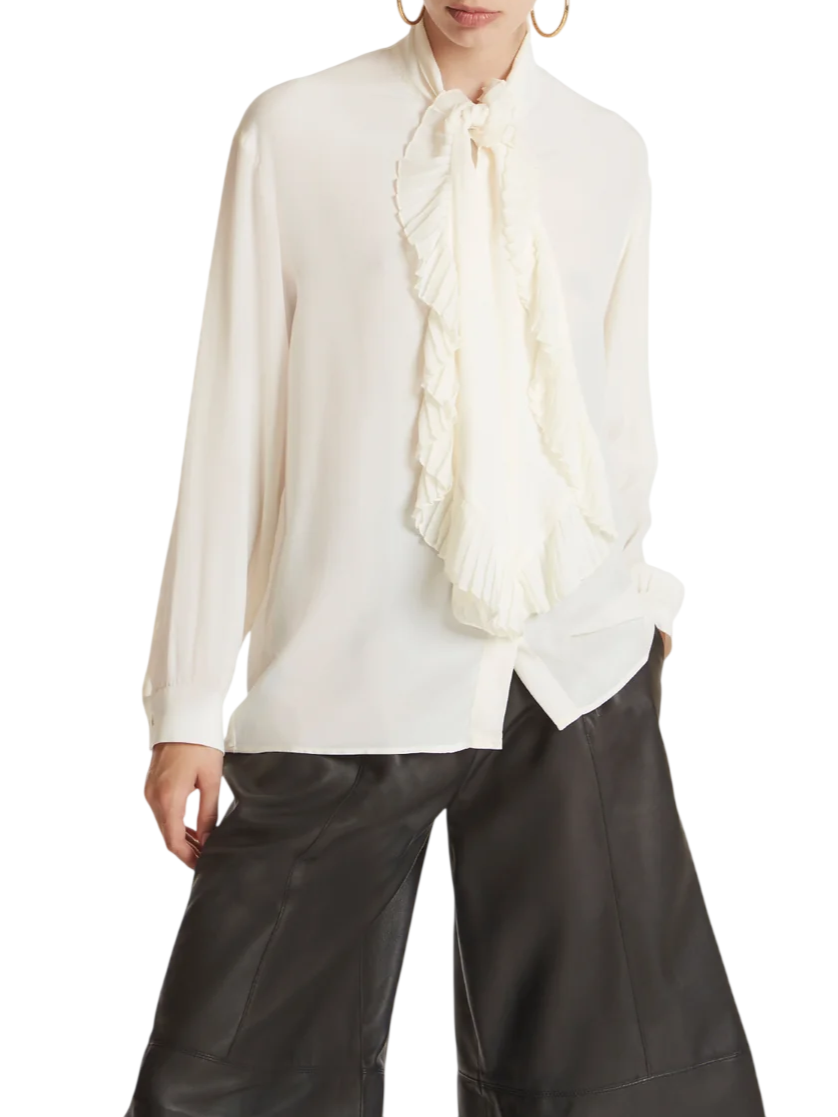 Simona Corsellini camicia donna misto seta con fusciacca plissè panna CPCAW0401 INFINITY SIMONA CORSELLINI