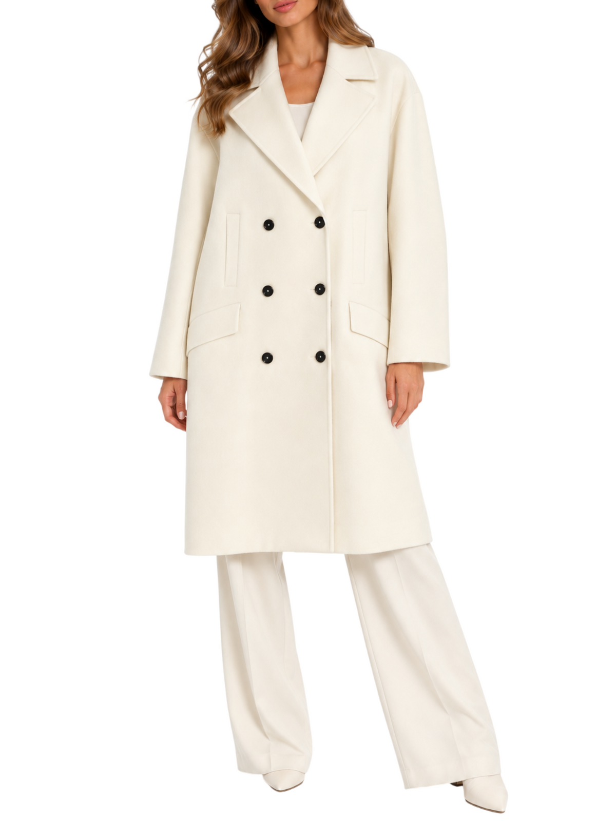 Simona Corsellini cappotto lungo doppiopetto in lana panna CPCPV03S1 INFINITY SIMONA CORSELLINI