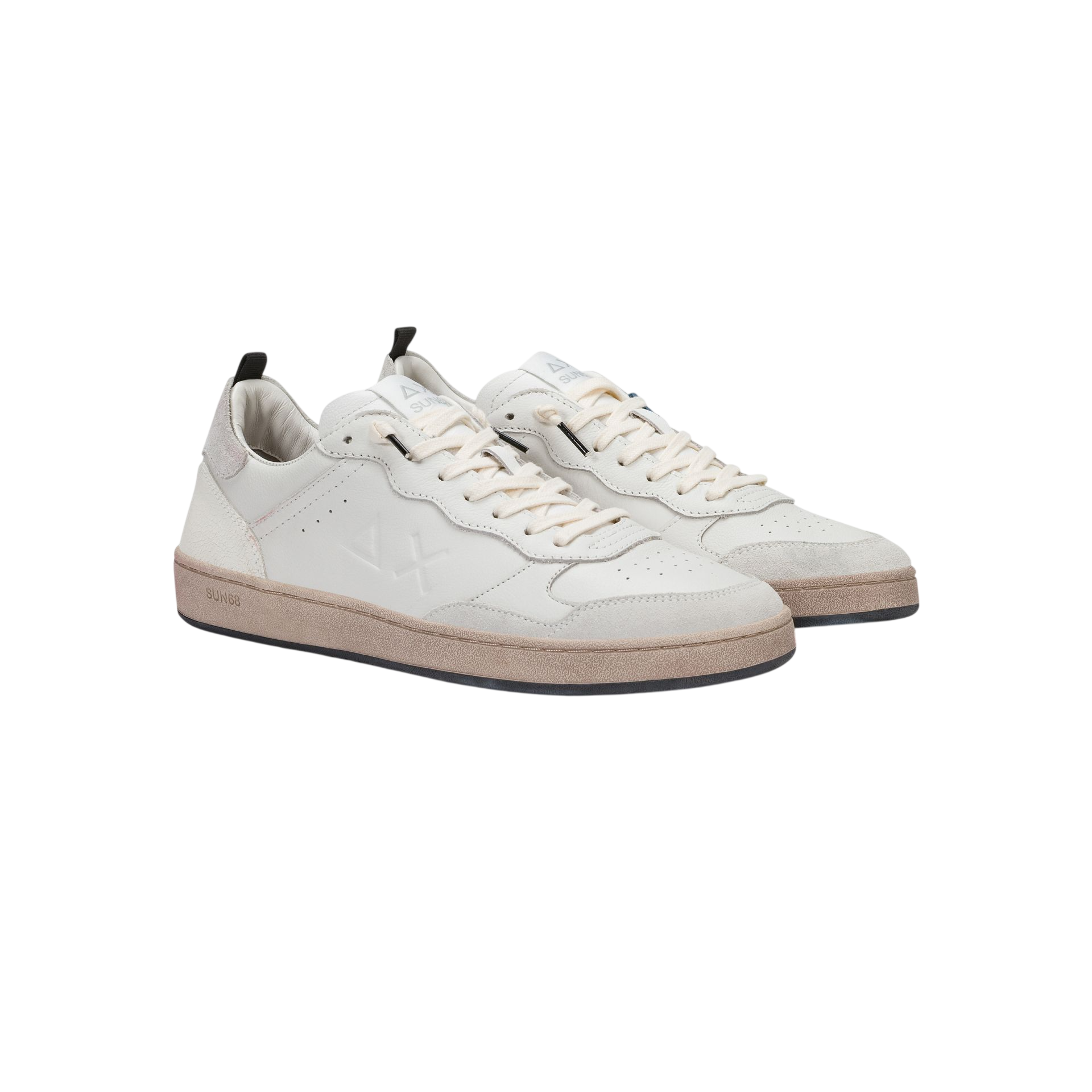 Sun68 sneakers uomo in pelle Urban Basket panna Z46146 BIANCO PANNA SUN68