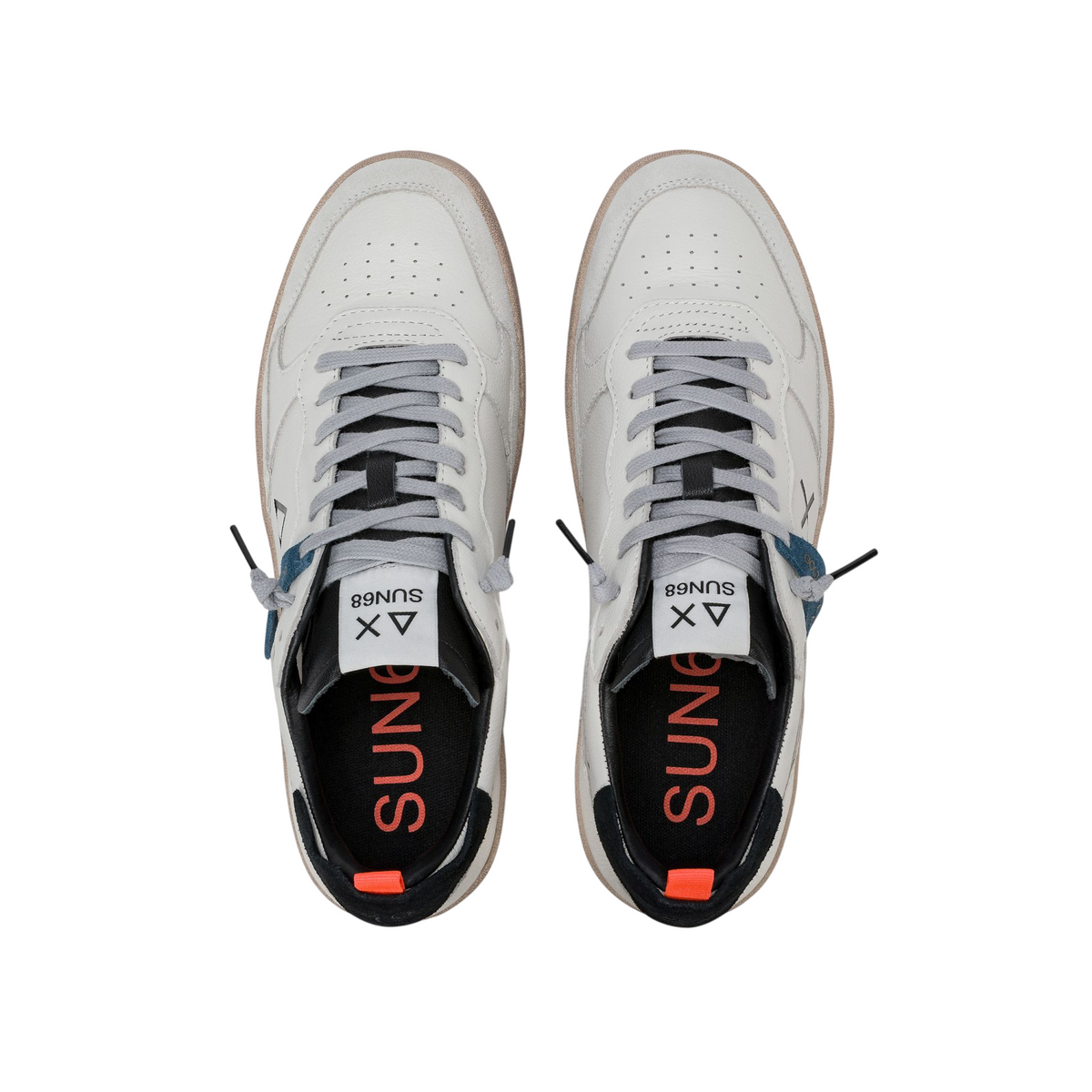 Sun68 sneakers uomo in pelle Urban Basket panna Z46146 BIANCO PANNA SUN68