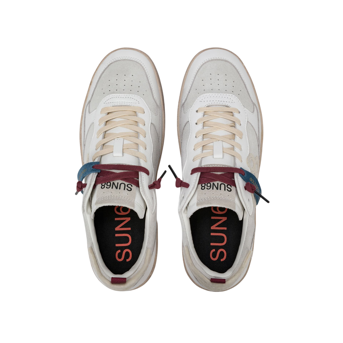 Sun68 sneakers uomo Urban Basket in ecopelle e suede bianco ecrù Z46151 BIANCO SUN68
