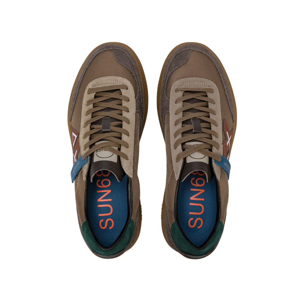 Sun68 sneakers uomo Luis Nylon colorblock marrone Z46157 VOLPE SUN68
