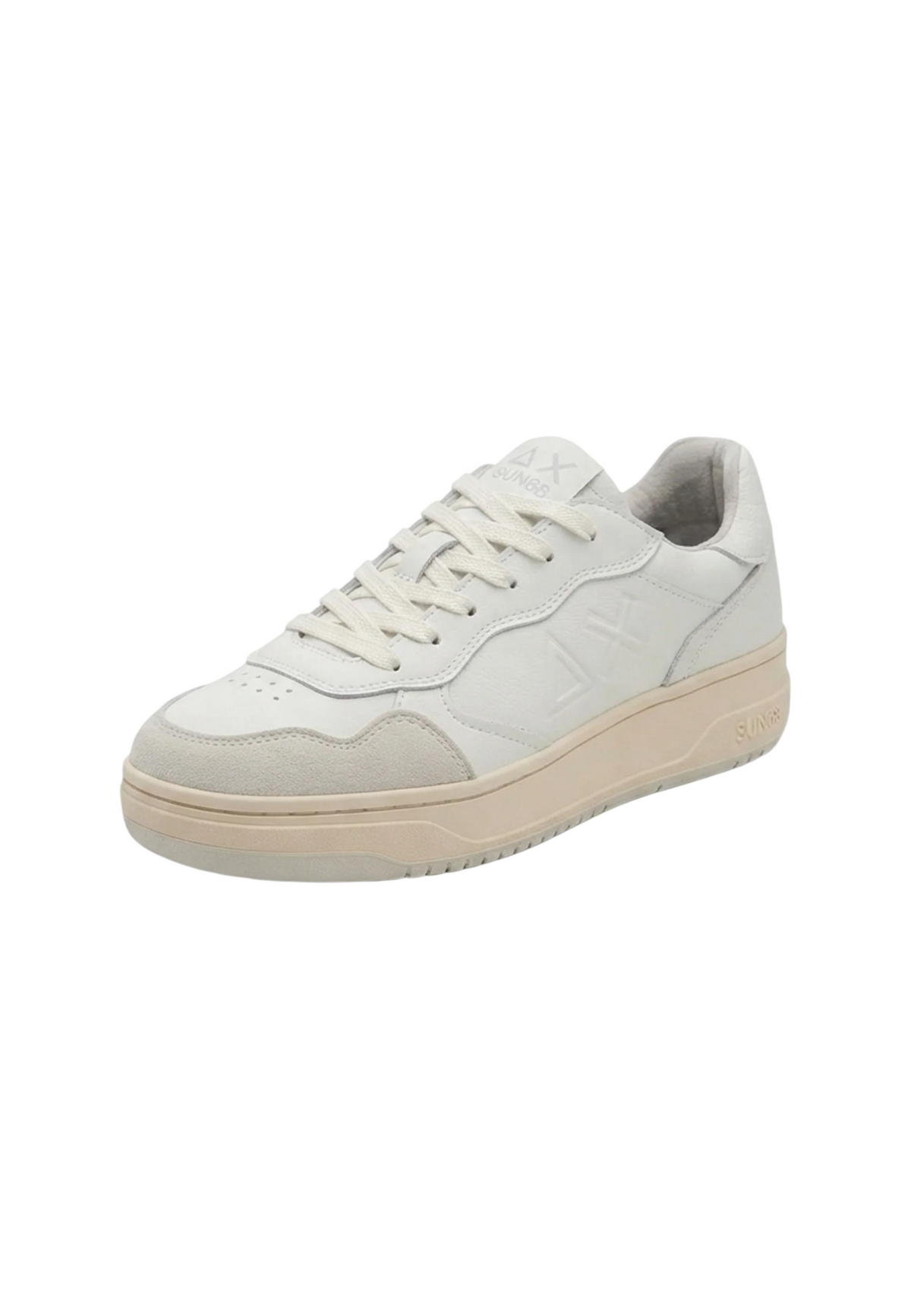 Sun68 sneakers uomo Big Basket in pelle e suede bianco ecrù Z46160 BIANCO SUN68