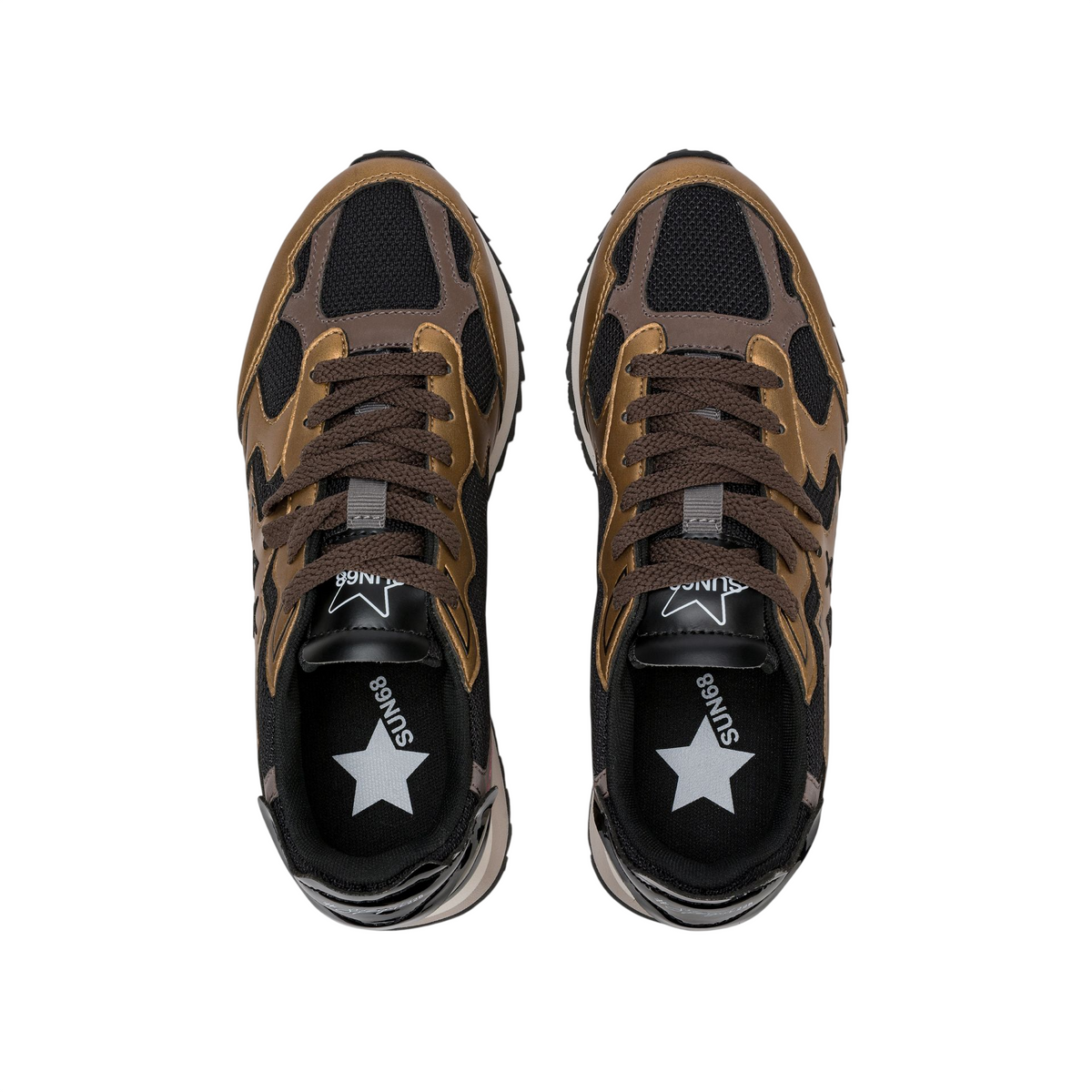 Sun68 sneakers donna Stargirl Gloe in ecopelle e mesh marrone nero Z46225 VOLPE SUN68