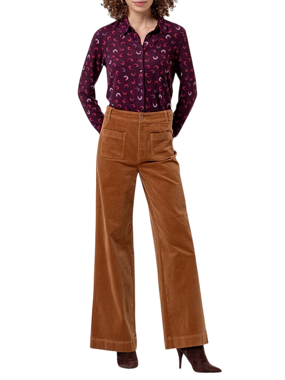 Surkana pantaloni palazzo donna in velluto millerighe ruggine 556TASS523 75 SURKANA