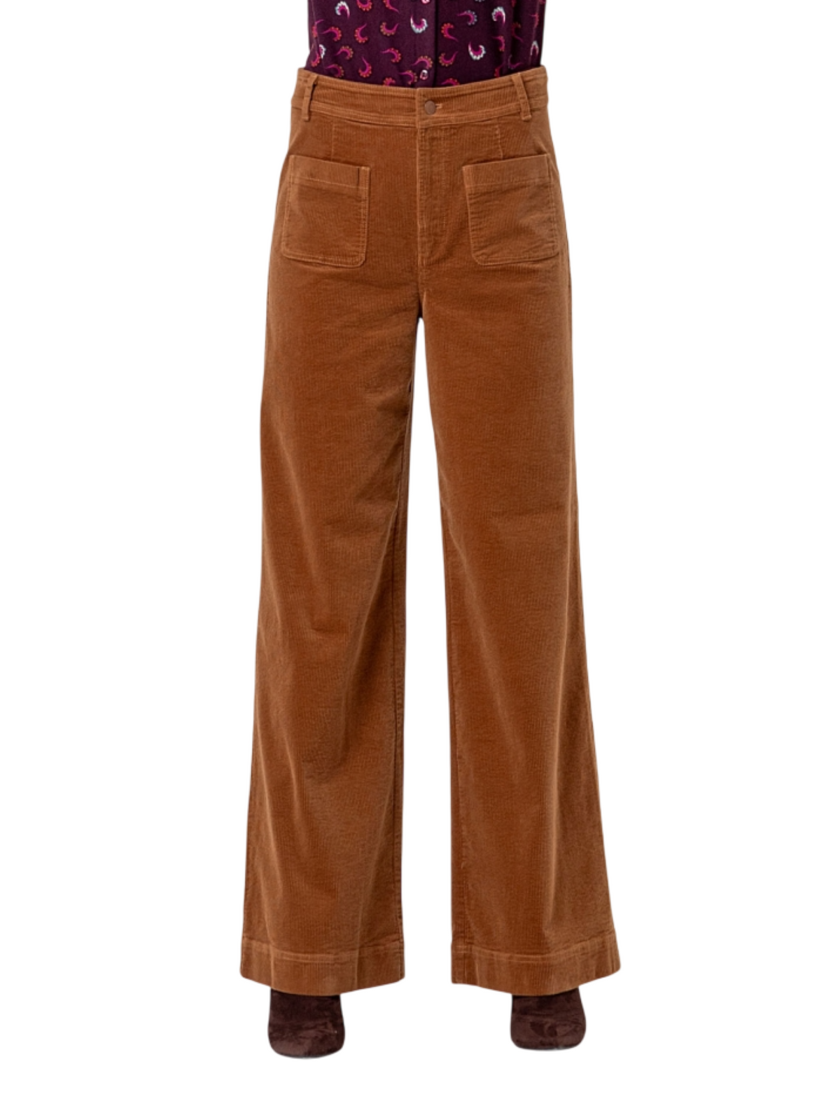 Surkana pantaloni palazzo donna in velluto millerighe ruggine 556TASS523 75 SURKANA