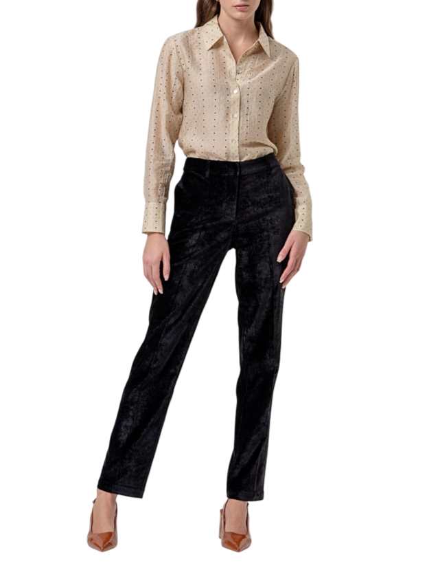 Surkana pantaloni donna in velluto vita alta nero 566BARO524 00 SURKANA
