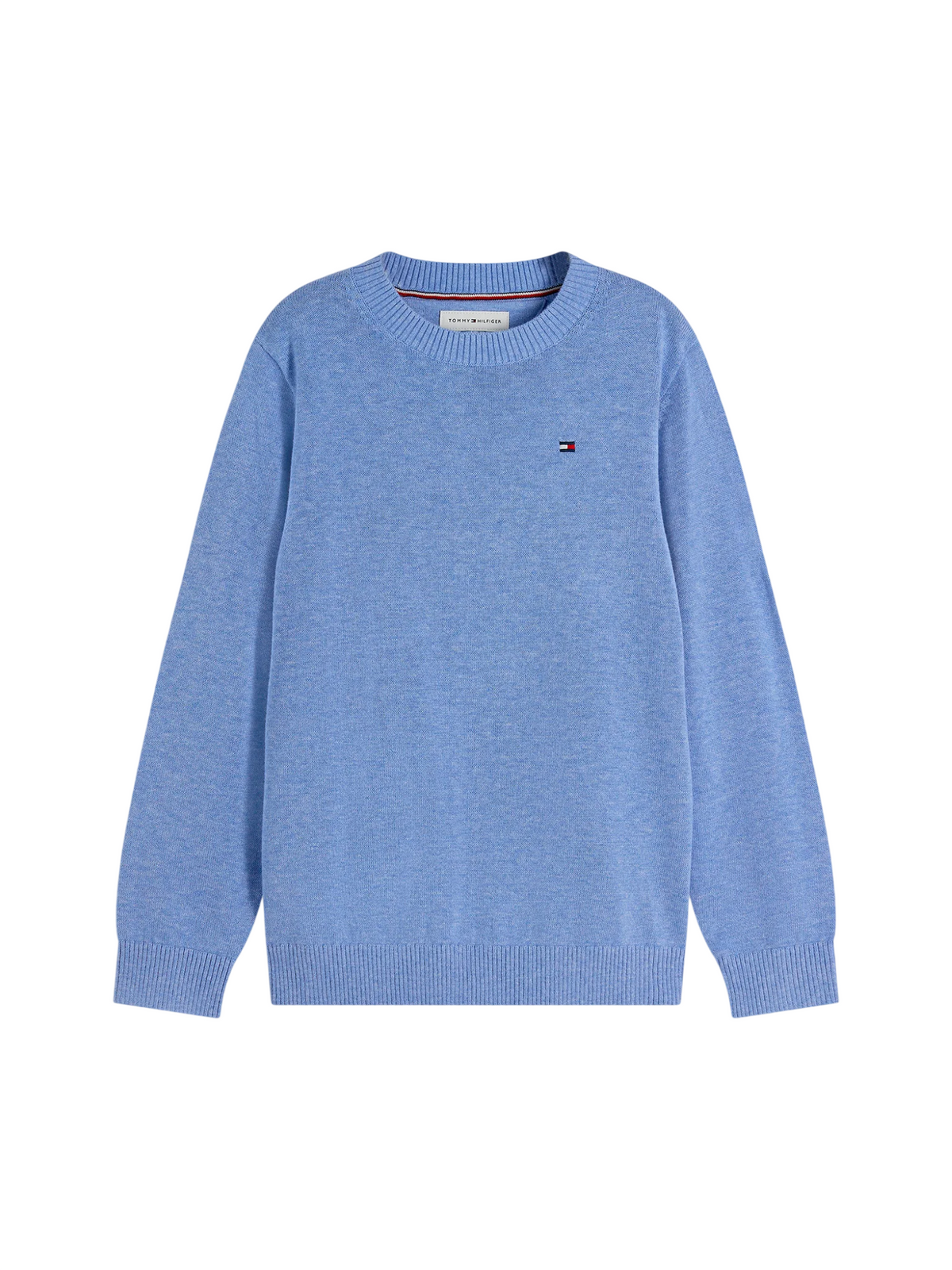 Tommy Hilfiger maglia girocollo bambino in cotone celeste melange KB0KB10307 C8P Tommy Hilfiger