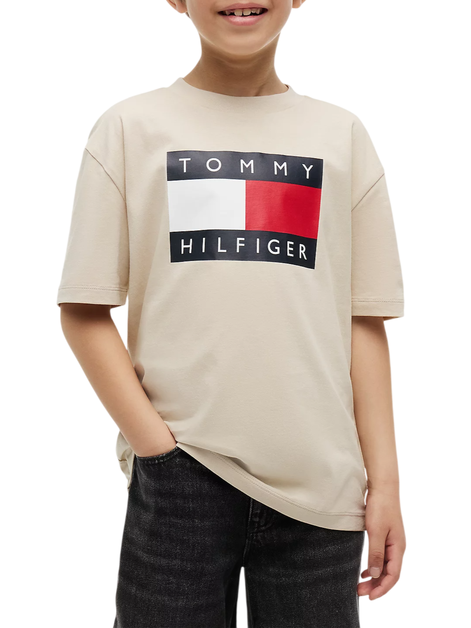 Tommy Hilfiger T-shirt manica corta bambino beige KB0KB10340 ACI Tommy Hilfiger