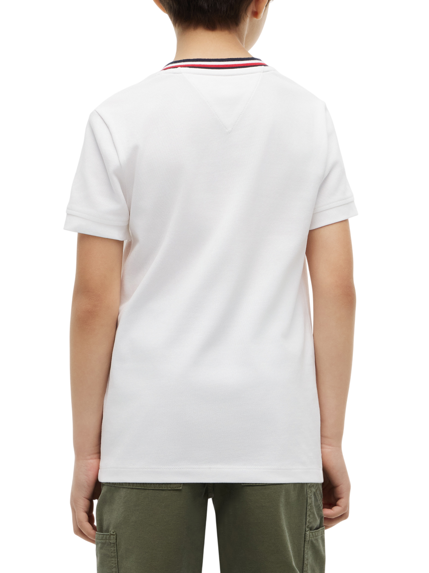 Tommy Hilfiger T-shirt manica corta bambino in piquè bianco KB0KB10526 YBR Tommy Hilfiger