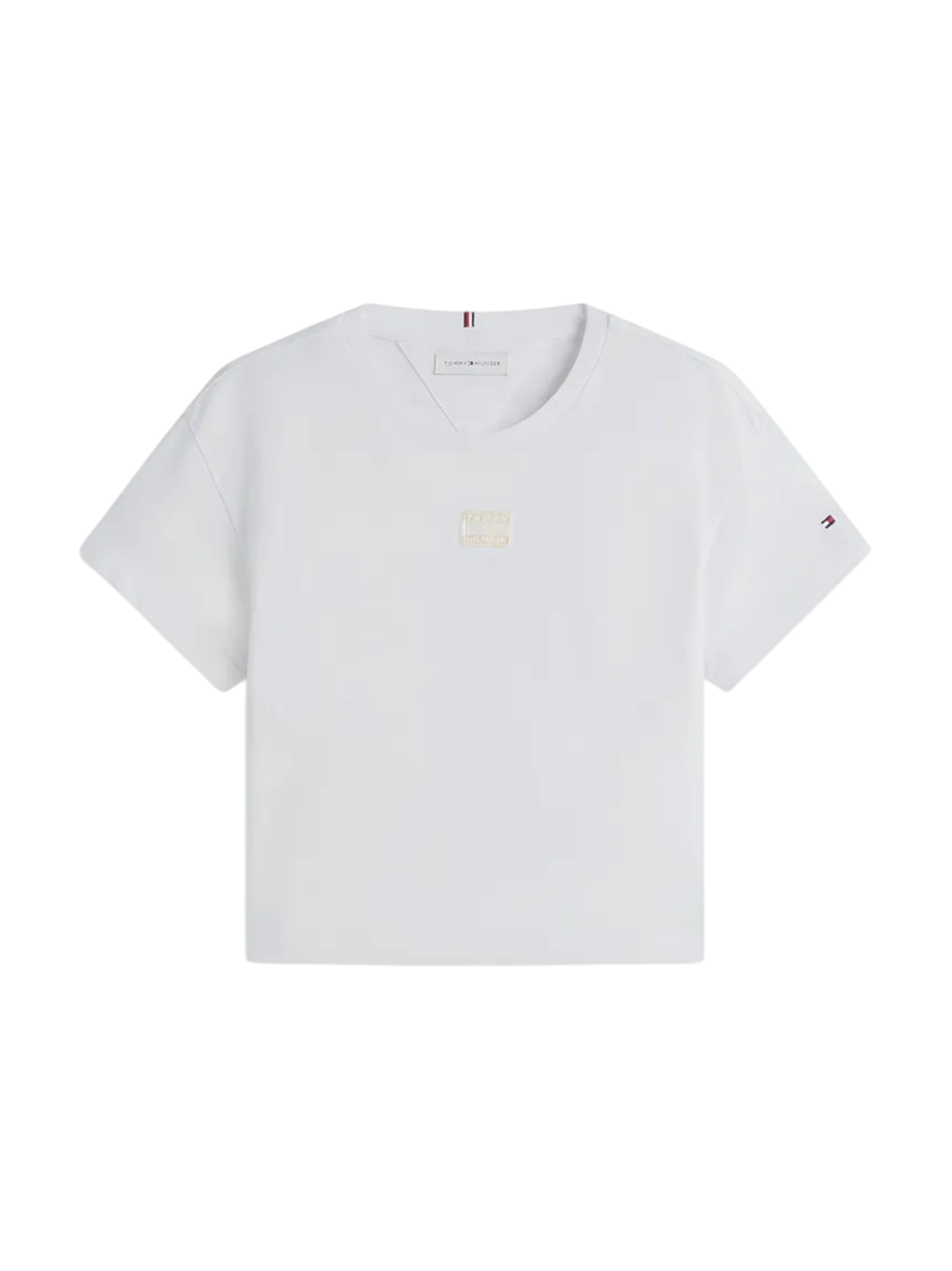 Tommy Hilfiger T-shirt manica corta bambina patch logo bianco KG0KG09488 YBR Tommy Hilfiger