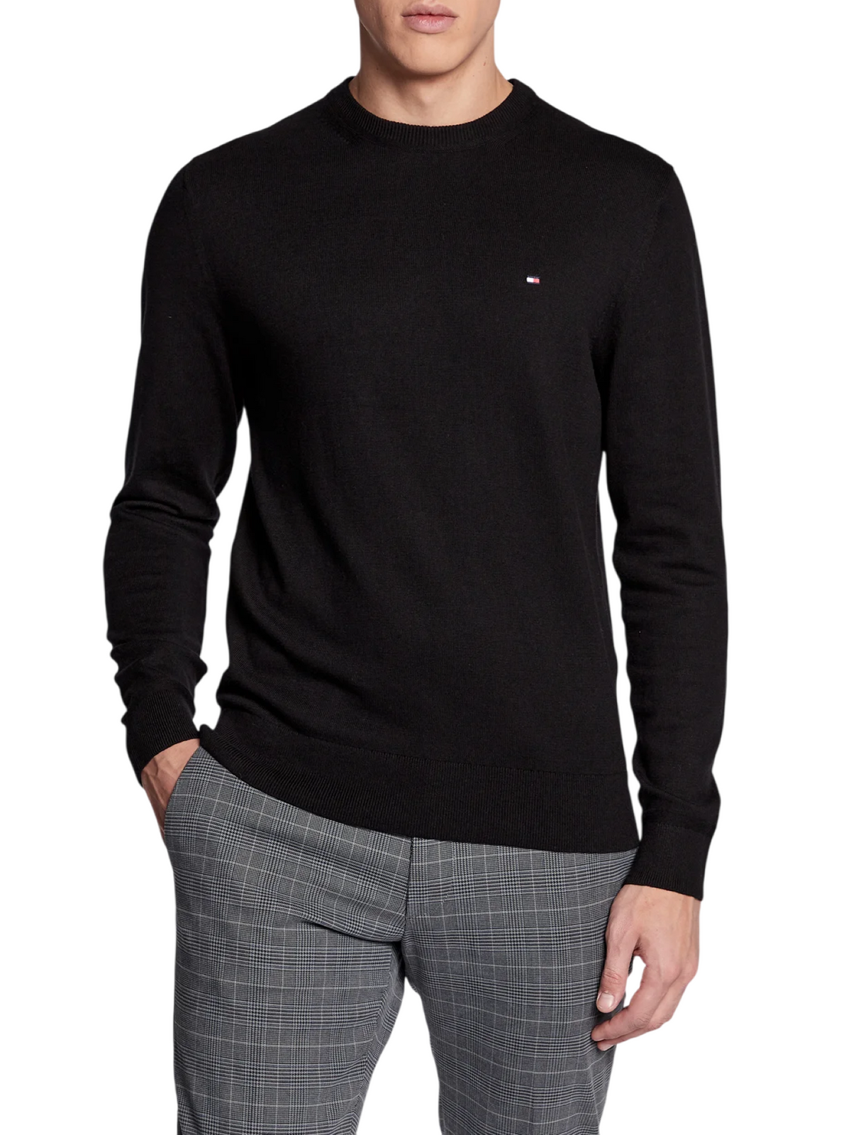 Tommy Hilfiger maglia girocollo in misto cashmere nero MW0MW28046 BDS Tommy Hilfiger
