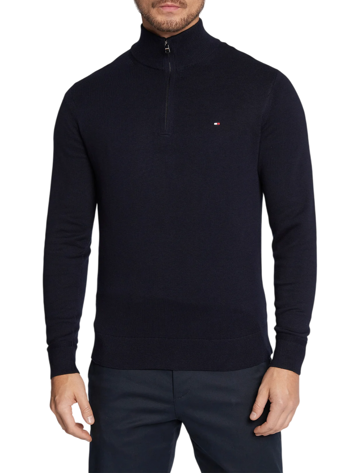 Tommy Hilfiger maglia Pima con mezza zip blu MW0MW28049 DW5 Tommy Hilfiger