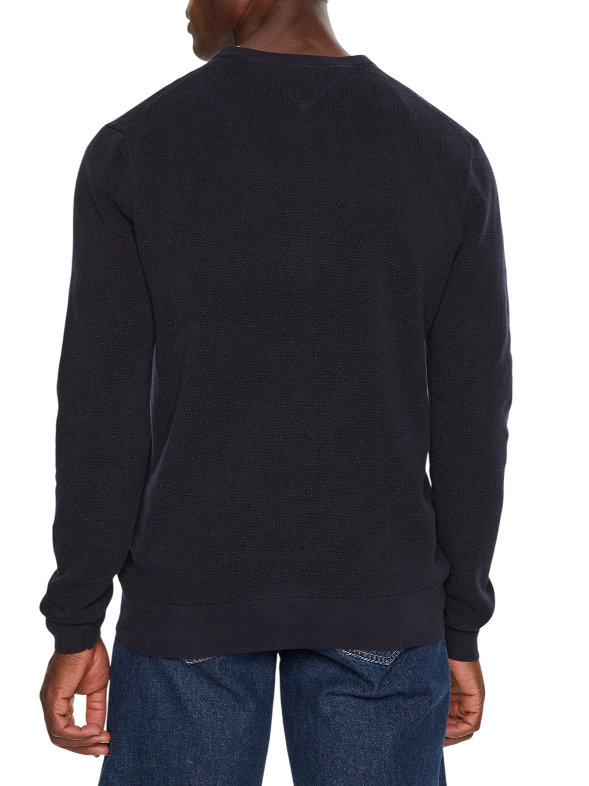 Tommy Hilfiger maglia tramata uomo Essential in cotone blu MW0MW36347 DW5 Tommy Hilfiger