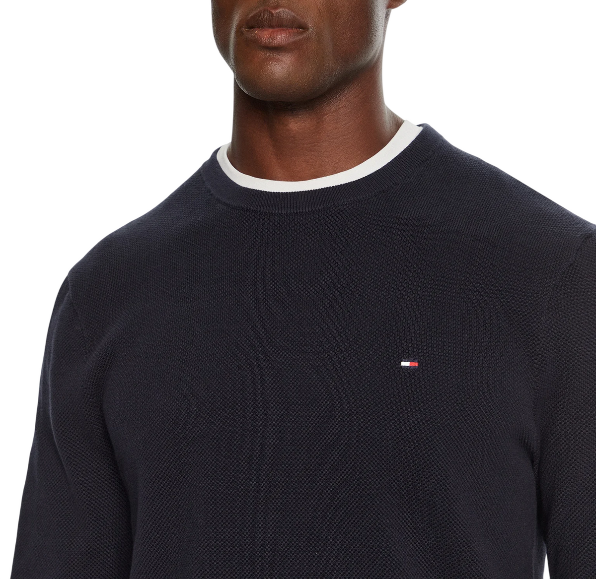 Tommy Hilfiger maglia tramata uomo Essential in cotone blu MW0MW36347 DW5 Tommy Hilfiger