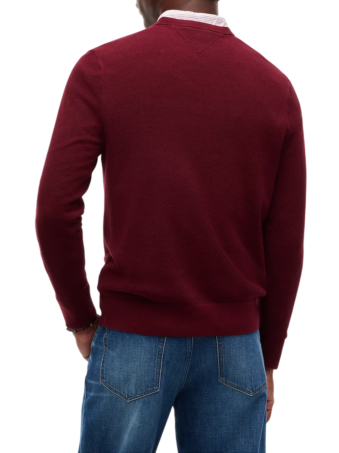 Tommy Hilfiger maglia tramata uomo Essential in cotone bordeaux MW0MW36347 VLP Tommy Hilfiger