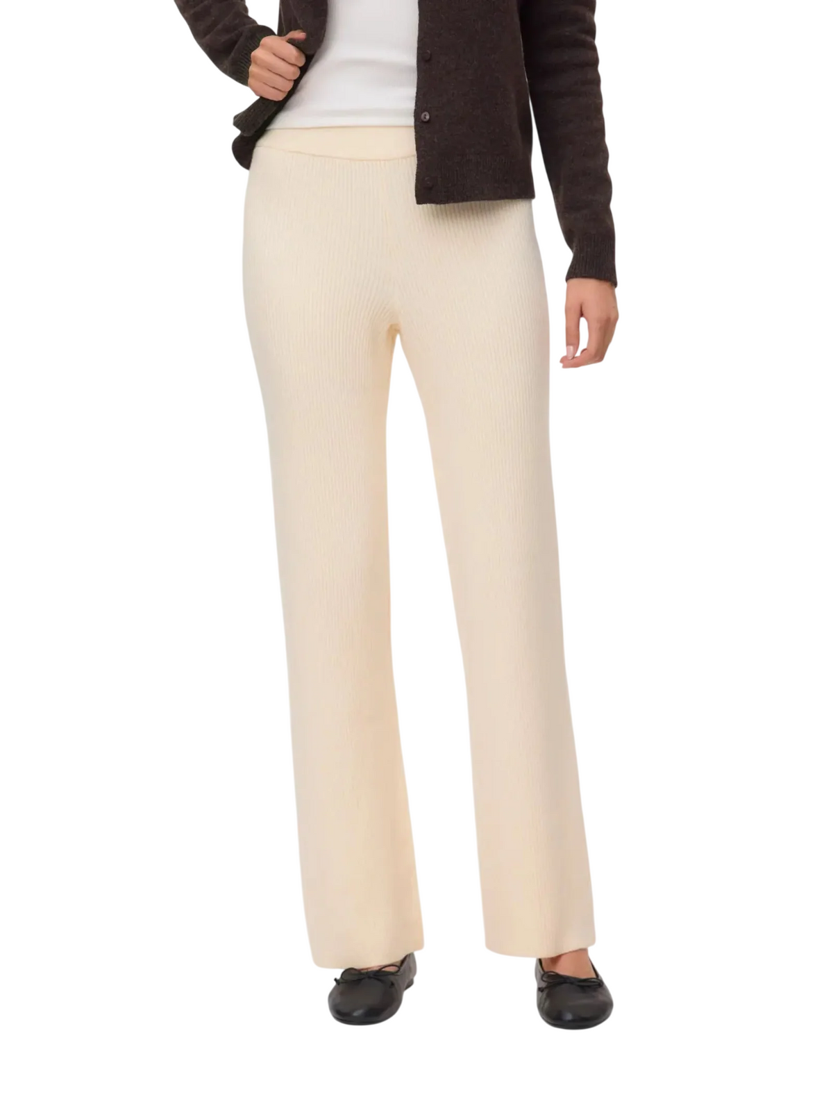Vero Moda pantaloni in maglia a costine donna panna 10345717 BIRCH VERO MODA
