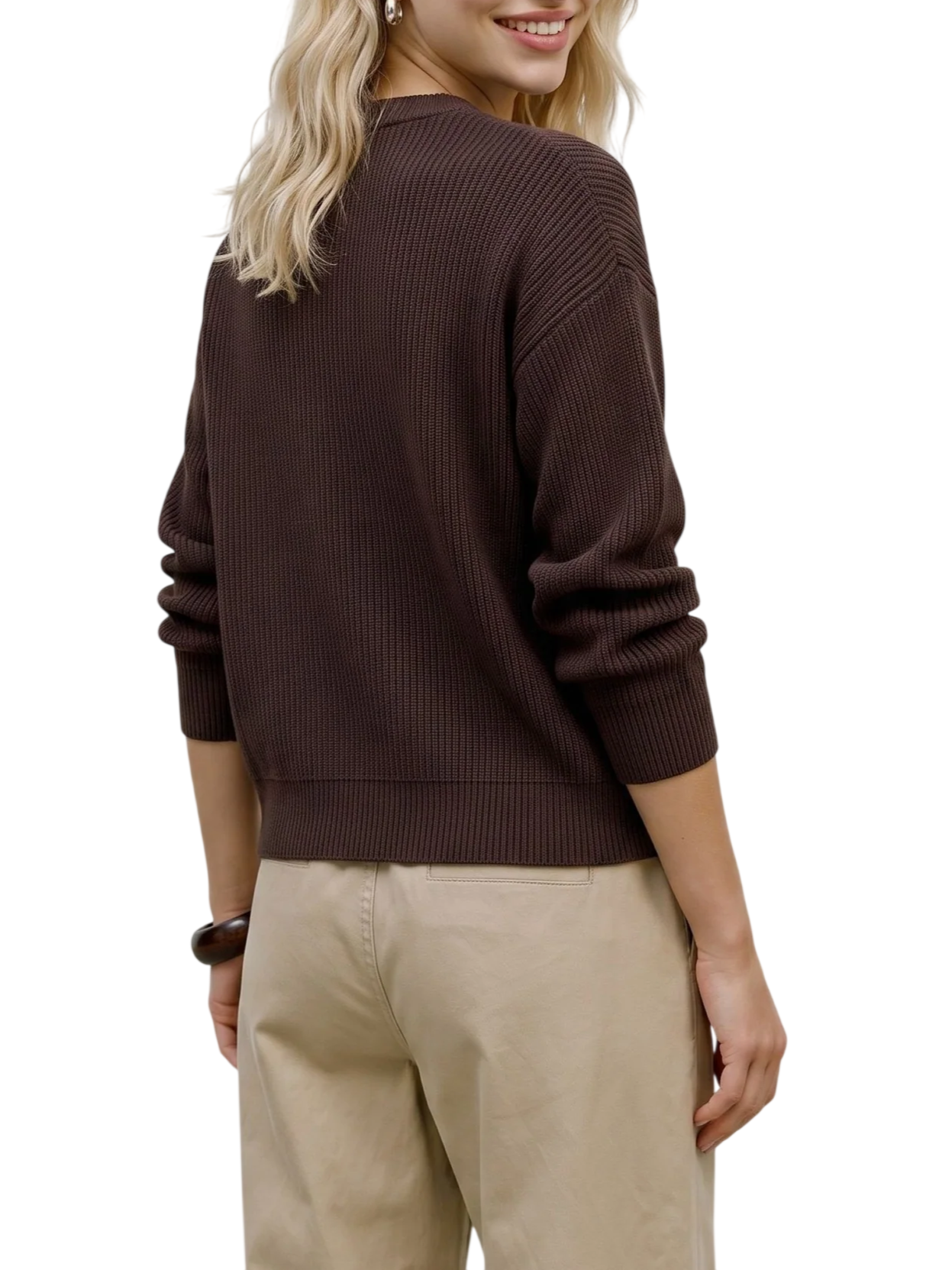 Vero Moda maglia donna in misto viscosa a costine marrone 10347043 CHOCOLATE TORTE VERO MODA