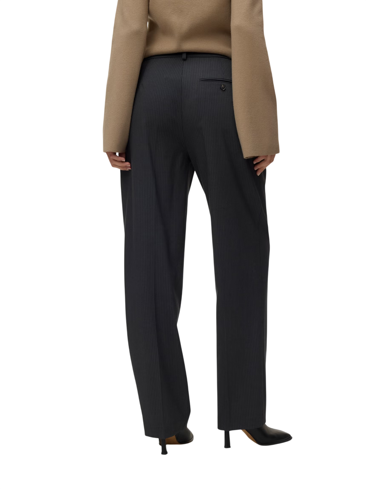 Vero Moda pantaloni donna in fantasia gessata straight grigio 10352052 MAGNET WHITE PINSTRIPE VERO MODA