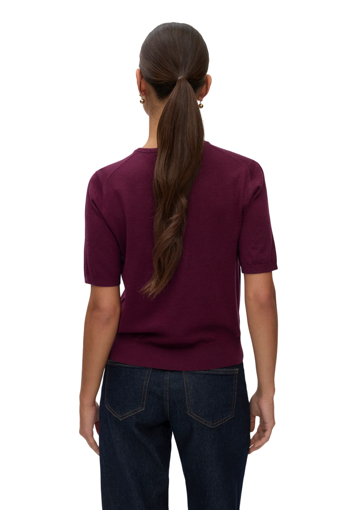 Vero Moda maglia manica corta donna in lana borgogna 10352083 CATAWBA GRAPE VERO MODA