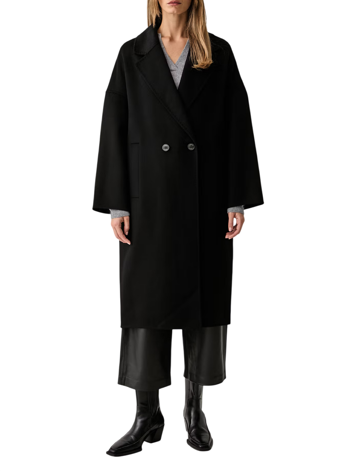 Vicolo cappotto lungo doppiopetto misto lana donna nero TAC0003 NERO VICOLO