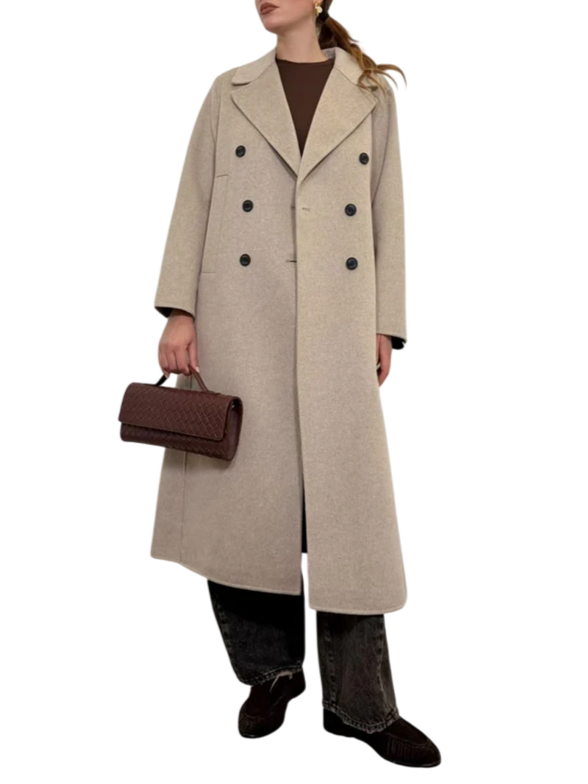 Vicolo cappotto lungo doppiopetto misto lana tortora TAC0011 TORTORA VICOLO