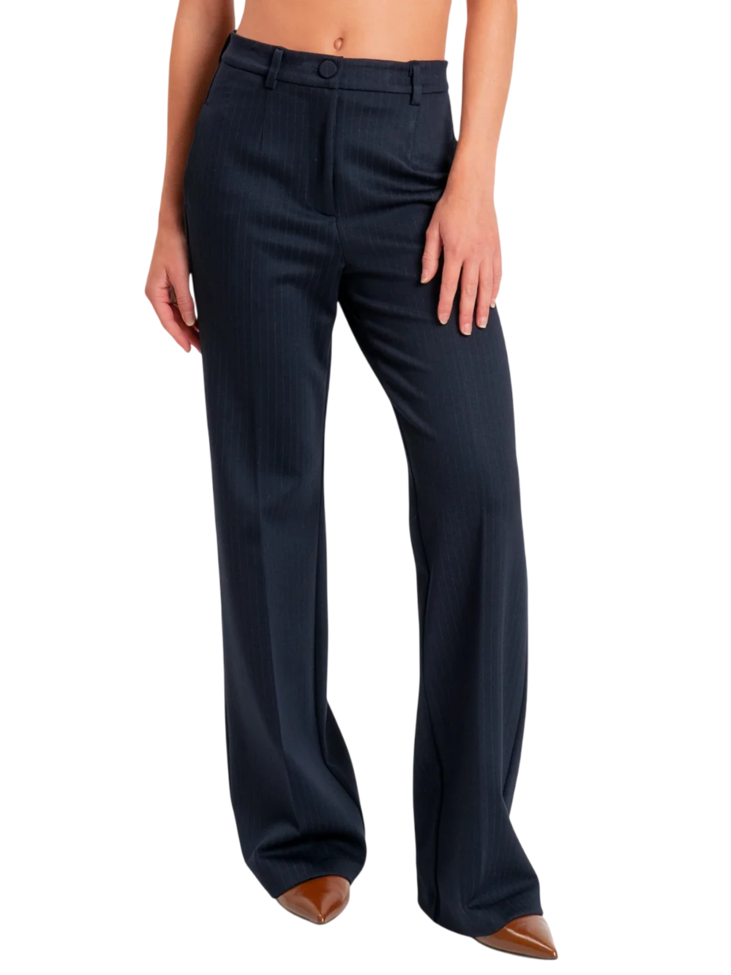Vicolo pantaloni palazzo gessati donna blu TAC0210 BLU VICOLO