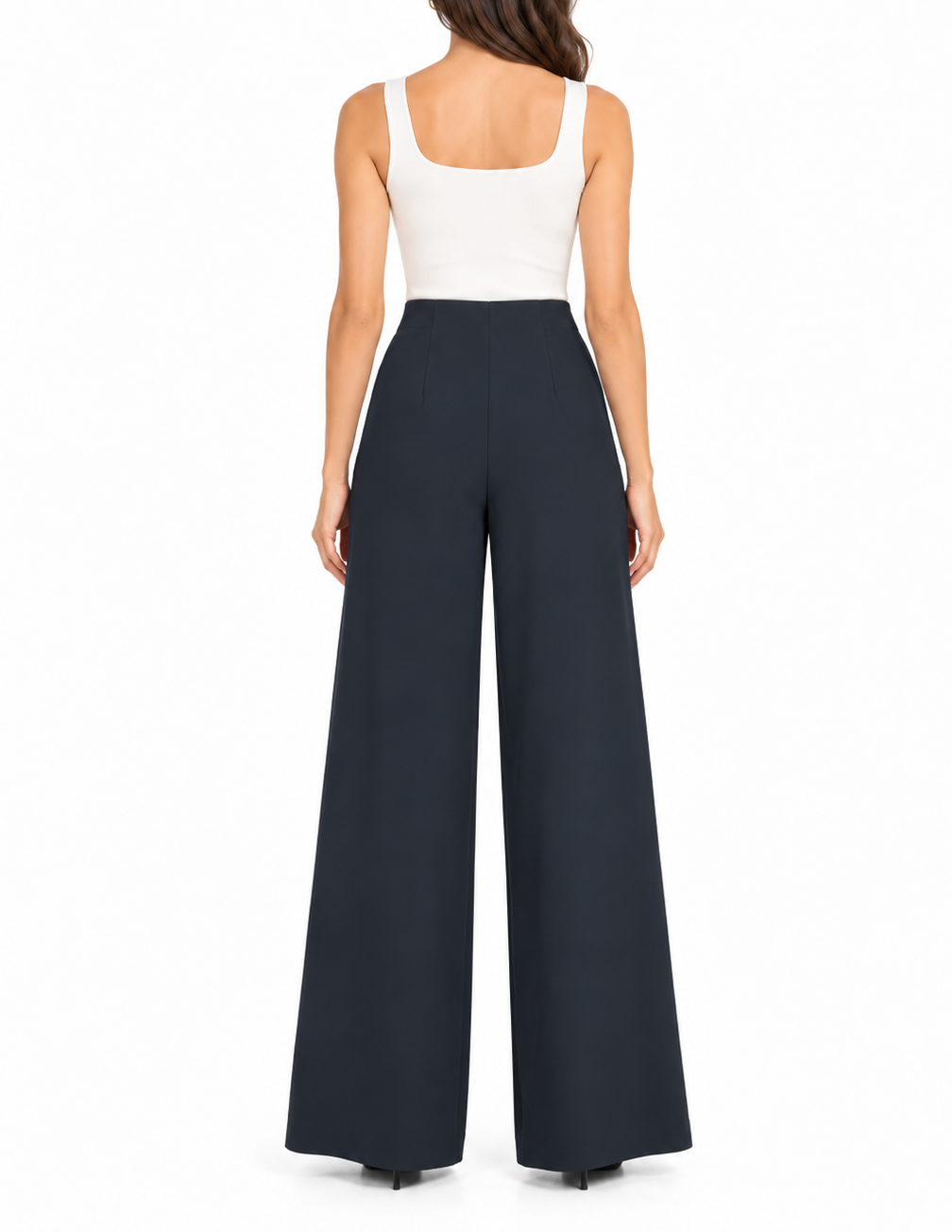 Vicolo pantaloni palazzo donna in tessuto crepe nero TAC0404 NERO VICOLO
