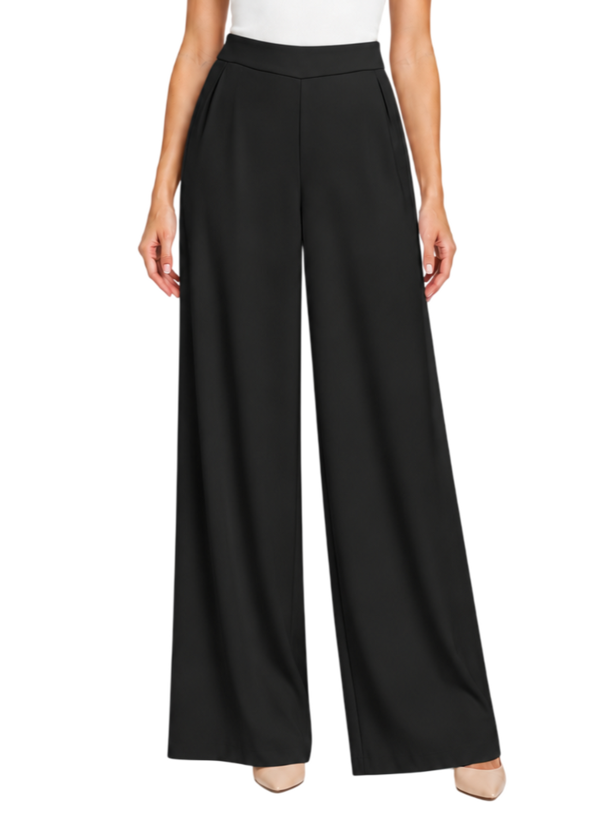 Vicolo pantaloni palazzo donna in tessuto crepe nero TAC0409 NERO VICOLO
