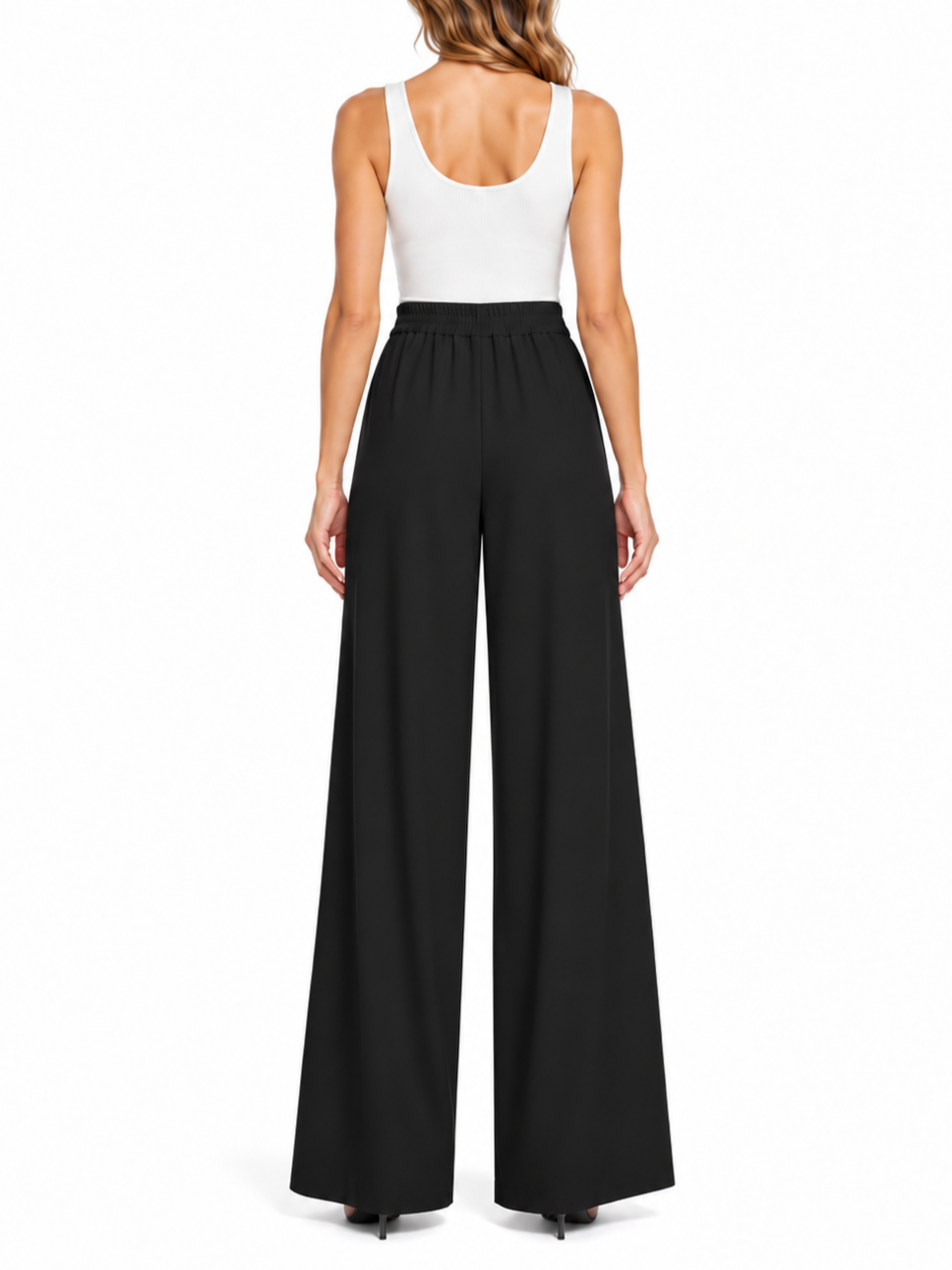 Vicolo pantaloni palazzo donna in tessuto crepe nero TAC0409 NERO VICOLO