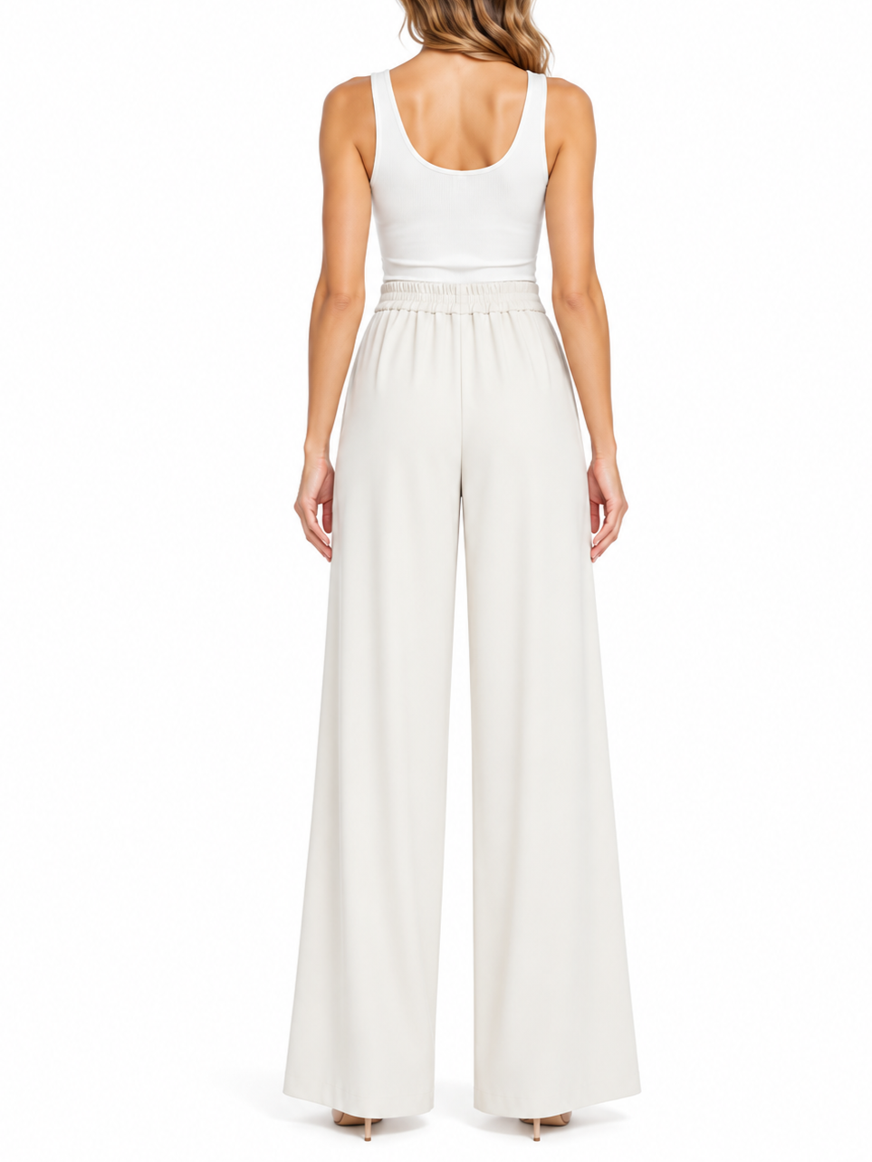 Vicolo pantaloni palazzo donna in tessuto crepe ecrù TAC0409 VANIGLIA VICOLO