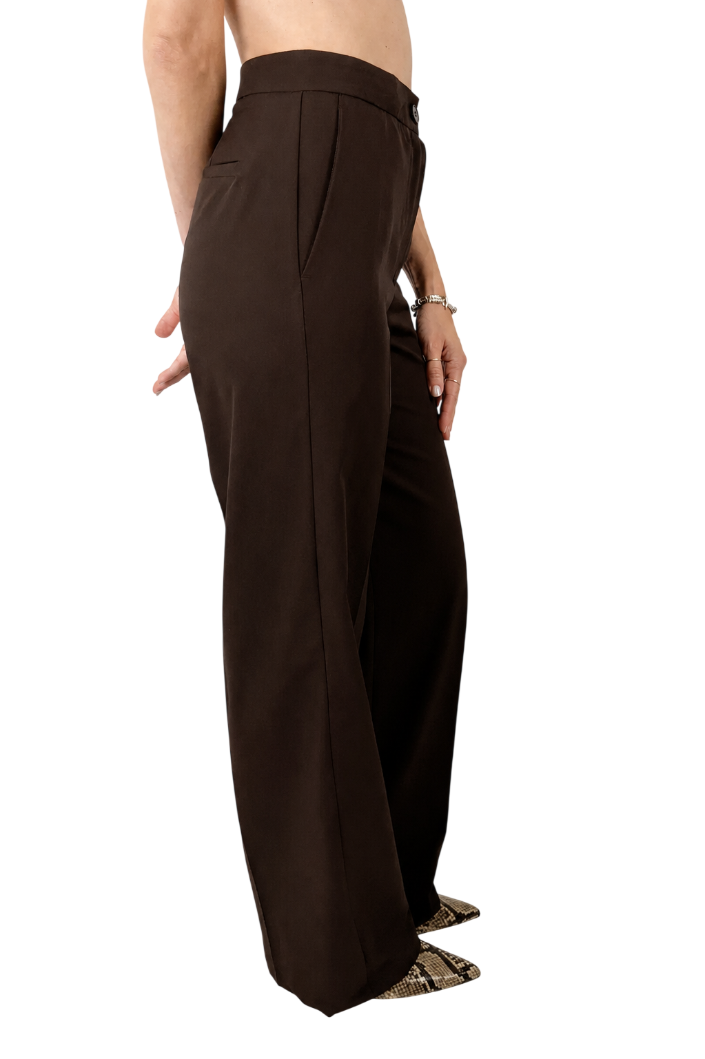 Vicolo pantaloni palazzo donna misto viscosa marrone TAC0420 FONDENTE VICOLO
