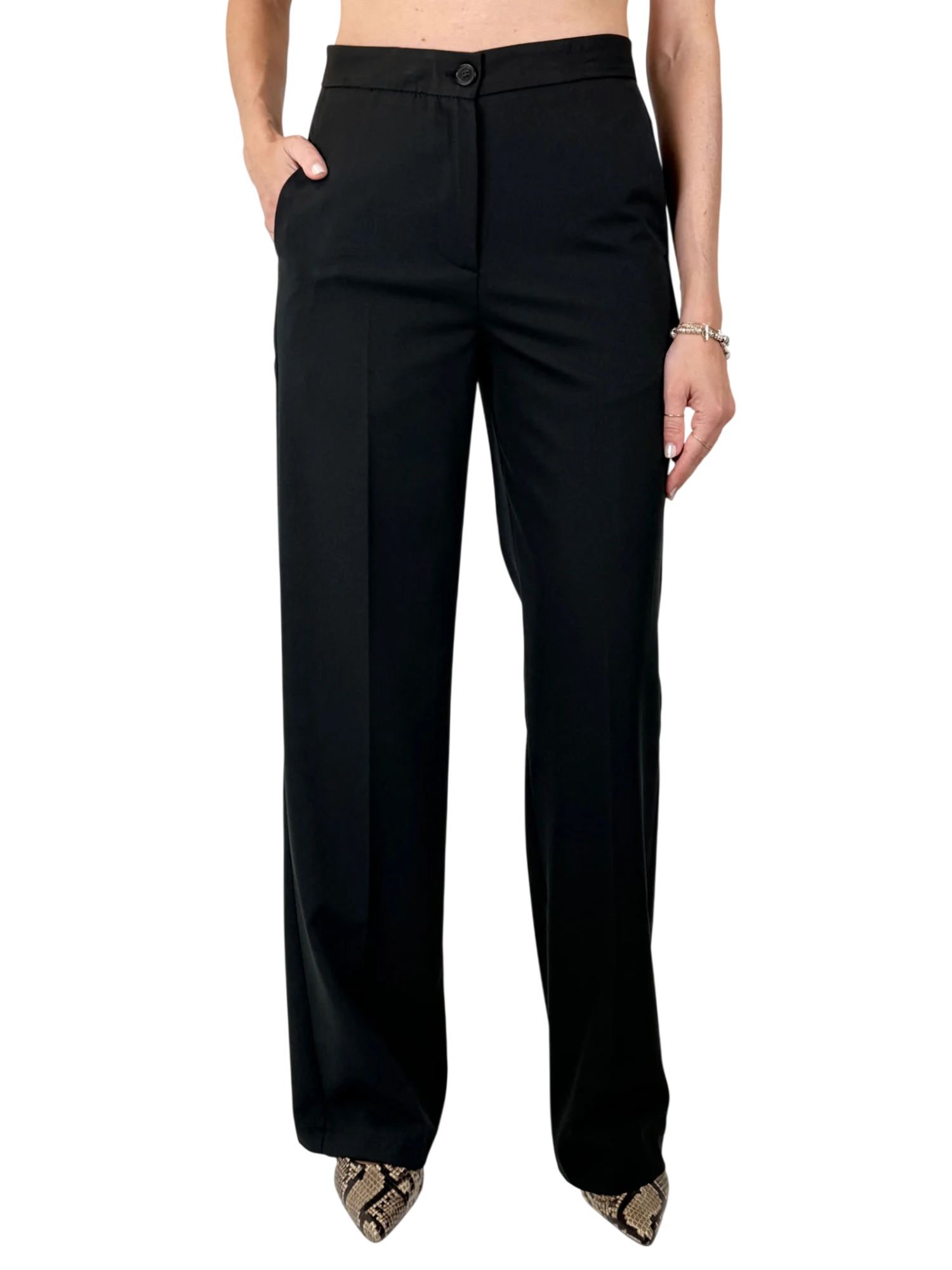 Vicolo pantaloni palazzo donna misto viscosa nero TAC0420 NERO VICOLO